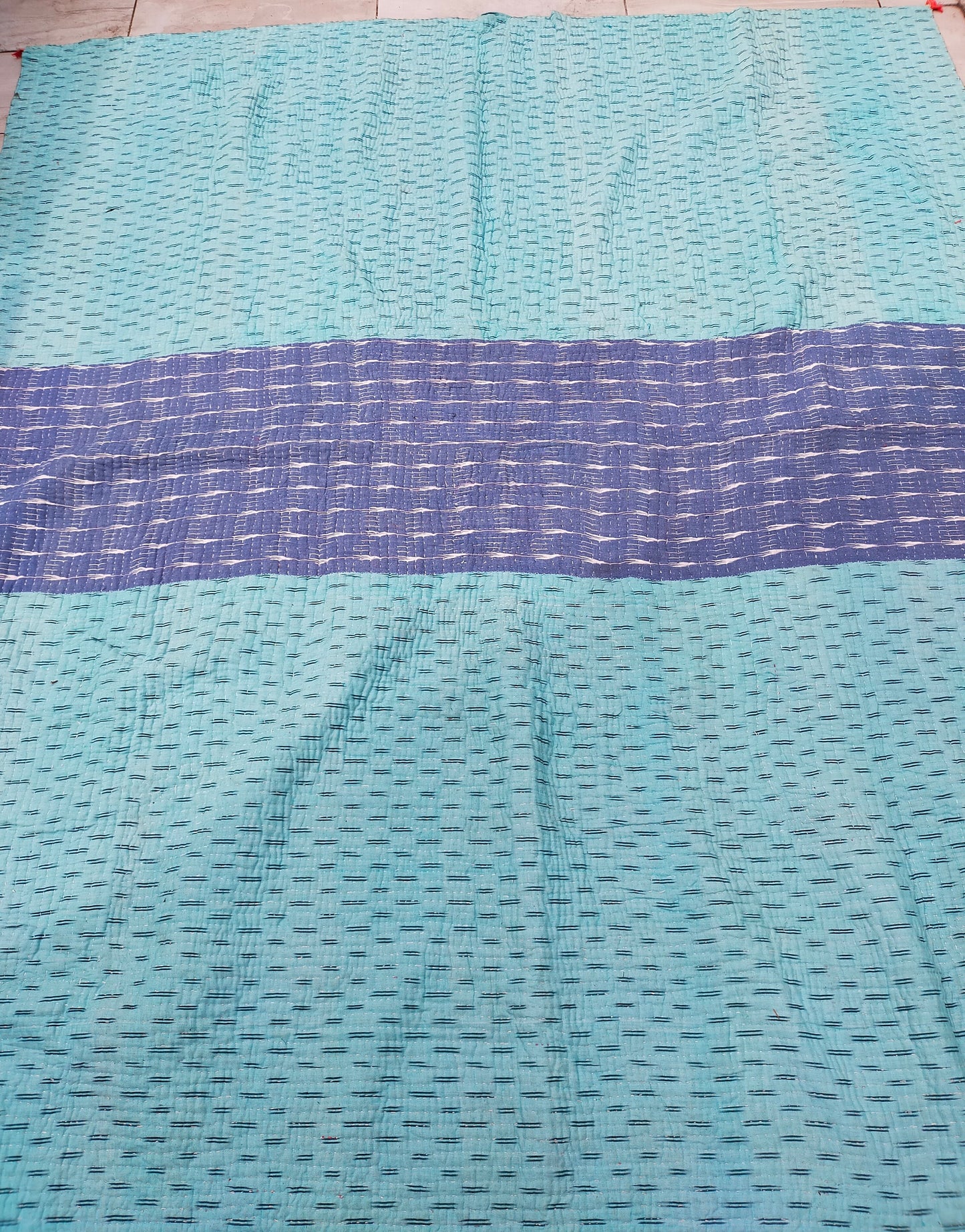 Siddi Kawandi - Patchwork Kantha Blanket Or Throw, Made With Recycled Cotton Offcuts - Hand-Stitched By African Indian Women In Karnataka