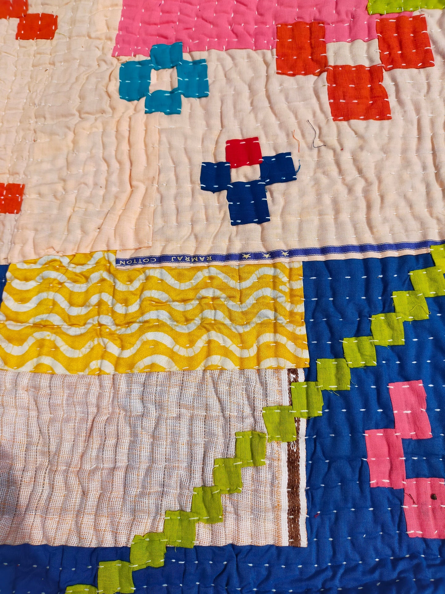 Siddi Tribal Patchwork Quilt (Kawandi) Quilted Blanket Hand Stitched By African Indian Women In India