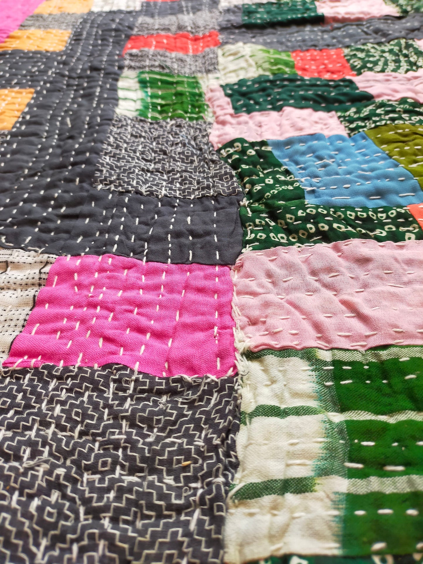 Siddi Quilt Made By Tribal Women In Karnataka - Patchwork Kawandi Quilted Blanket From India