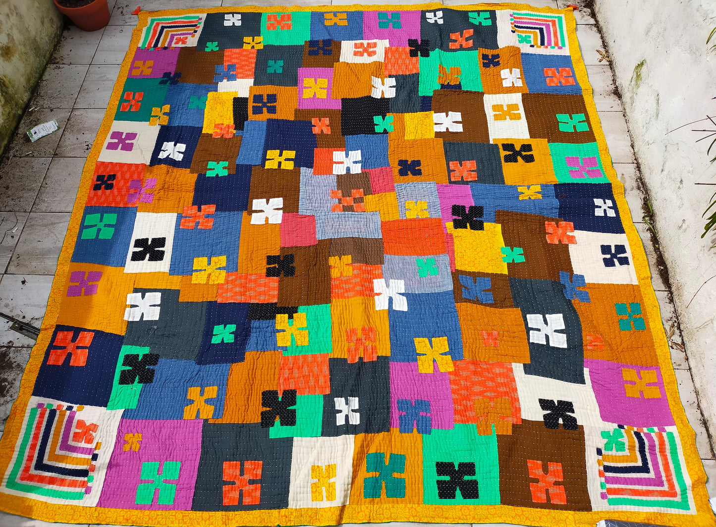 Siddi Kavand - Patchwork Double Blanket, Made With Recycled Cotton Offcuts - Hand-Stitched By African Indian Women In India
