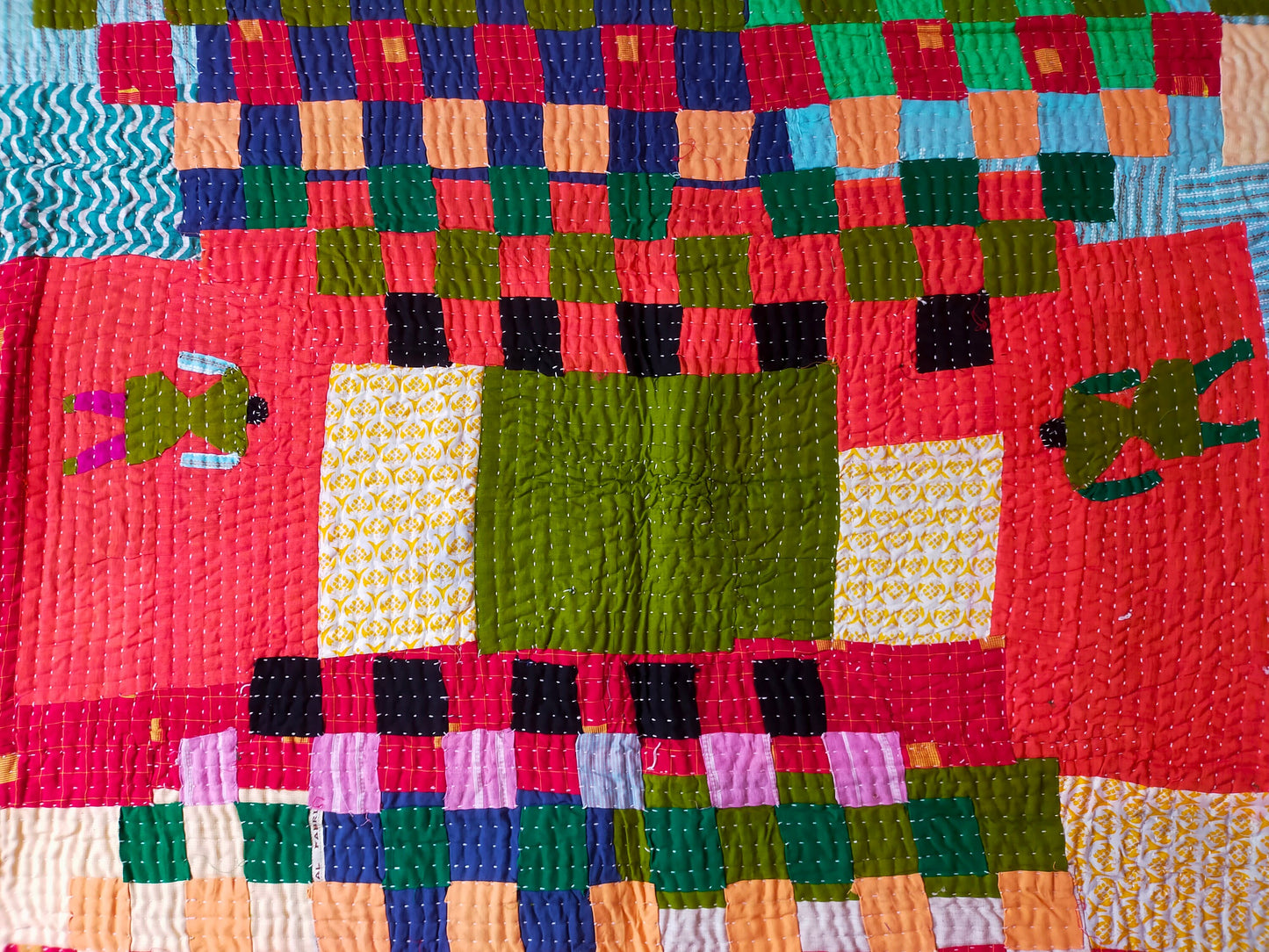 Siddi Tribal Patchwork Kawandi Quilted Blanket Kavand, Hand Stitched In India