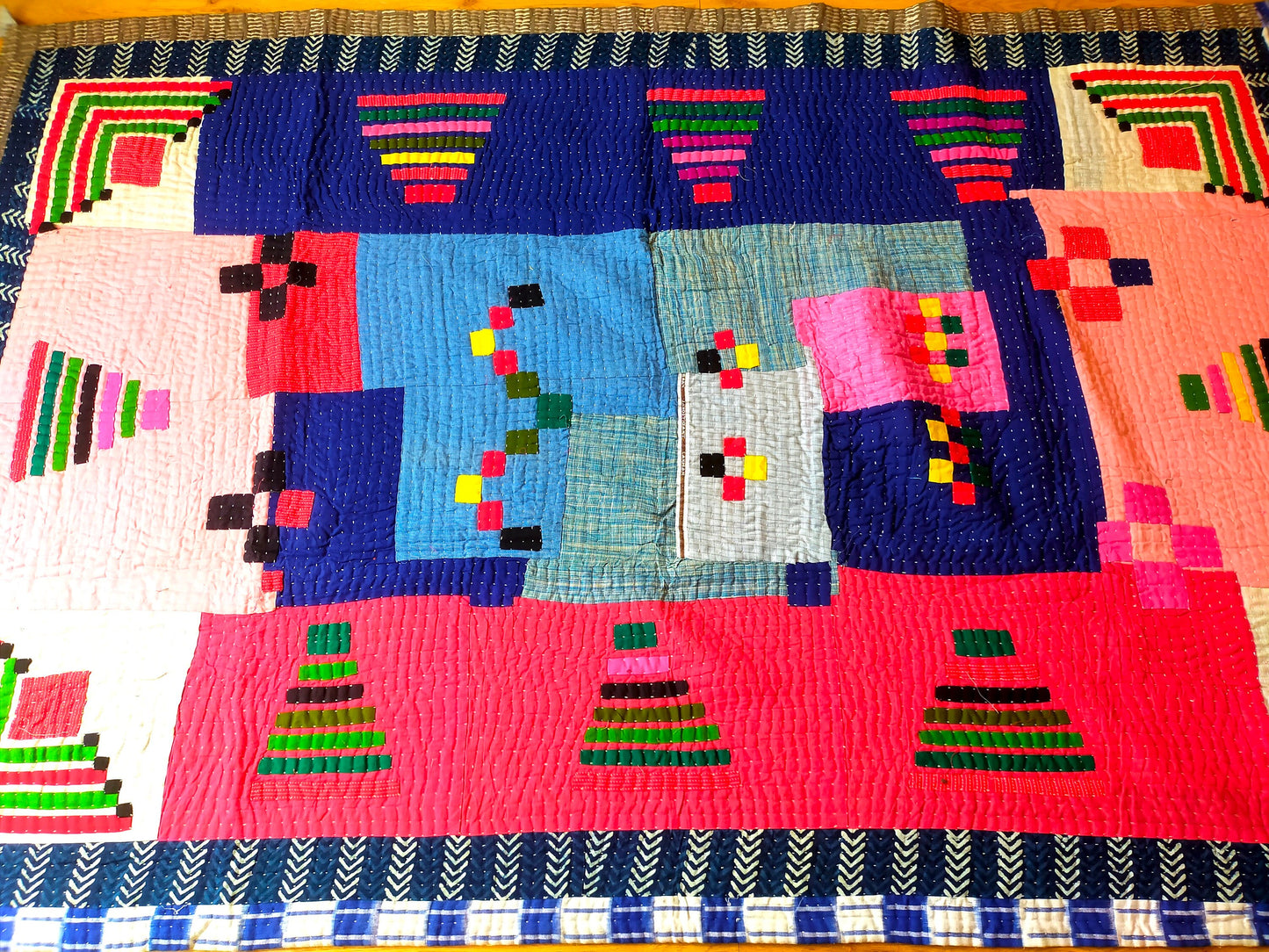 Siddi Tribal Patchwork Kawandi Quilted Kantha Blanket From India - Single Throw Or Blanket