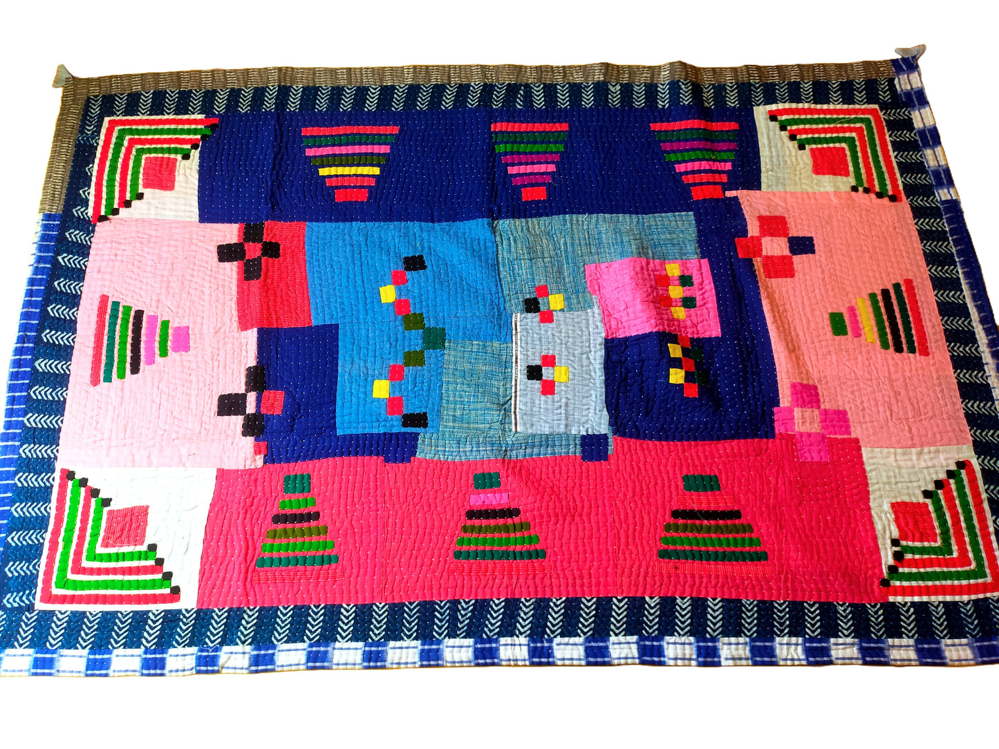 Siddi Tribal Patchwork Kawandi Quilted Kantha Blanket From India - Single Throw Or Blanket
