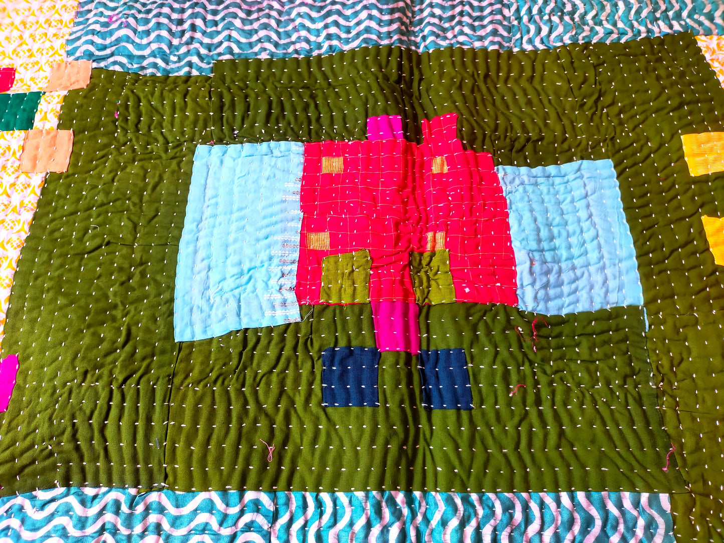 Siddi Kavand - Patchwork Kantha Blanket Or Throw, Made With Recycled Cotton - Hand-Stitched By African Indian Women In India