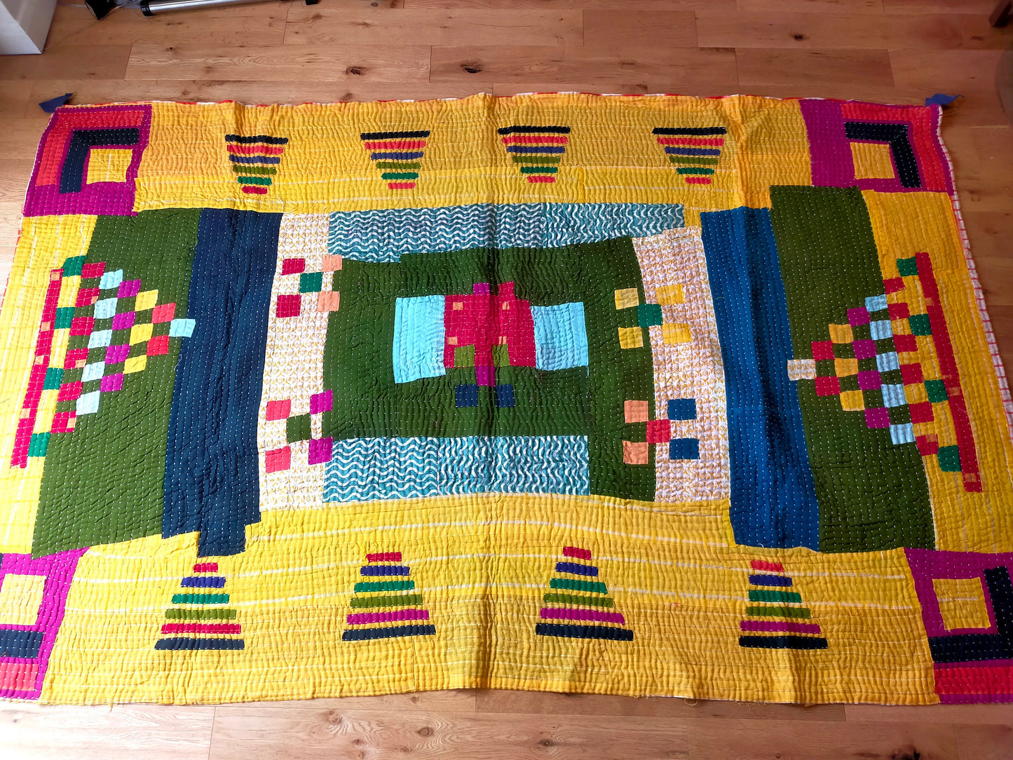 Siddi Kavand - Patchwork Kantha Blanket Or Throw, Made With Recycled Cotton - Hand-Stitched By African Indian Women In India