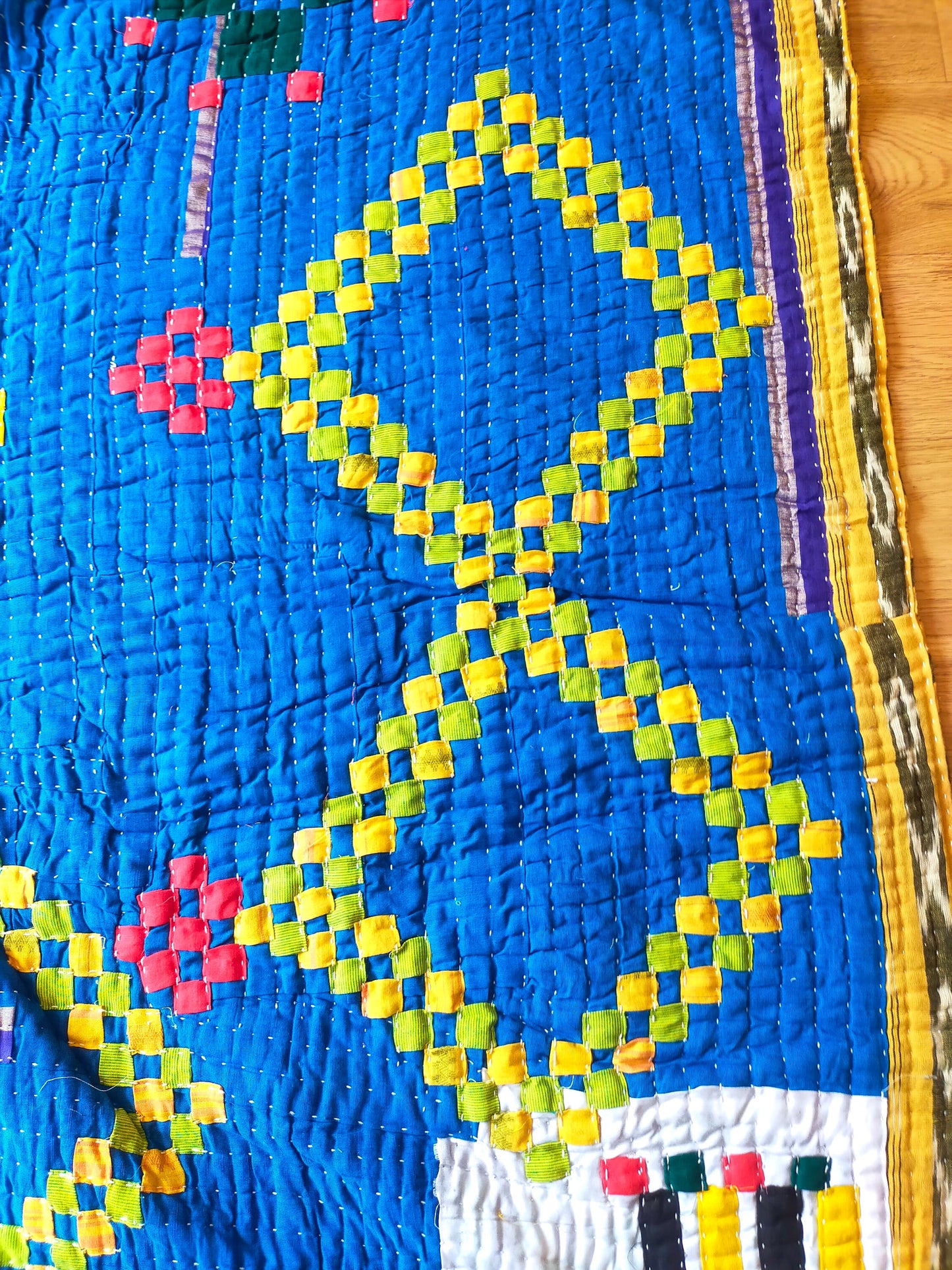 Hand-Stitched Siddi Kavand Or Kawandi Patchwork Quilt Made With Recycled Cotton In India