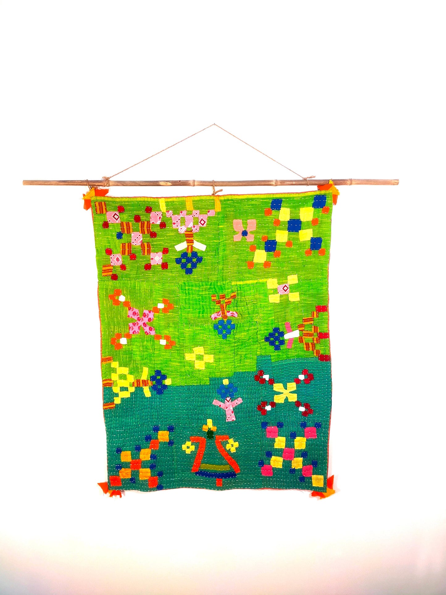 A Siddi Kavand - Patchwork Textile Art Or Baby Quilt, Made With Recycled Cotton Offcuts - Hand-Stitched By African Indian Women In India