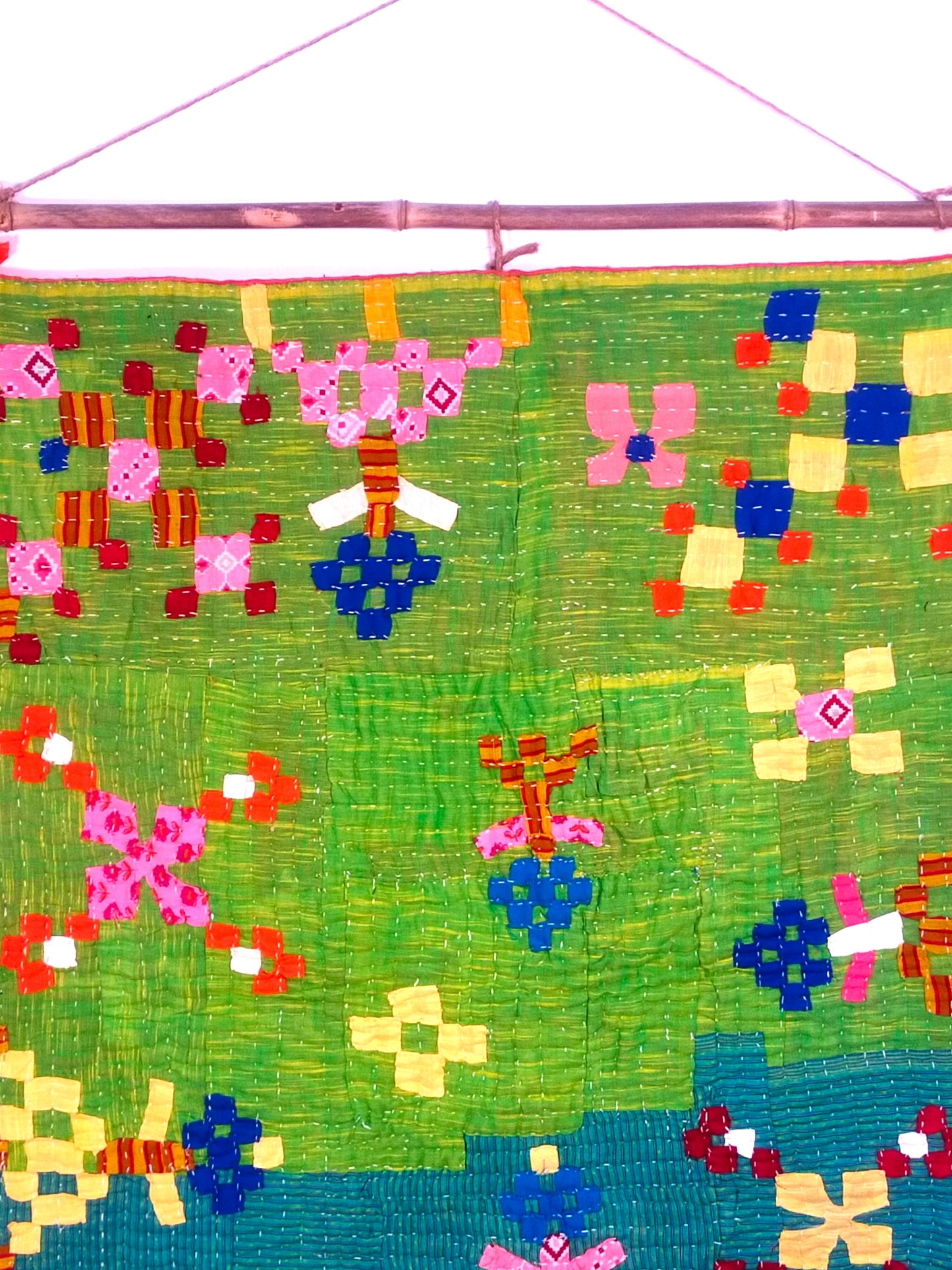 A Siddi Kavand - Patchwork Textile Art Or Baby Quilt, Made With Recycled Cotton Offcuts - Hand-Stitched By African Indian Women In India