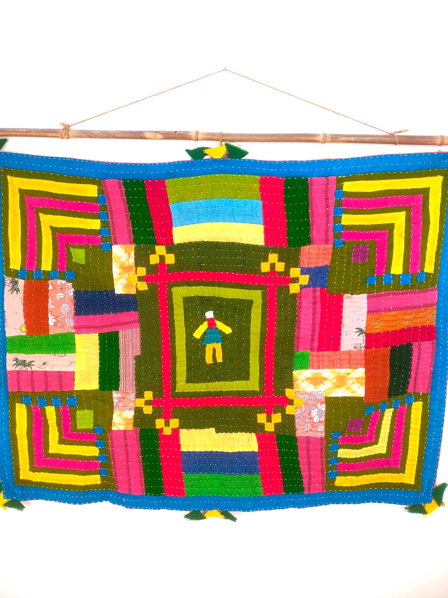 Siddi Kavand - Patchwork Textile Art Or Baby Blanket, Made With Recycled Cotton Offcuts - Hand-Stitched By African Indian Women In India