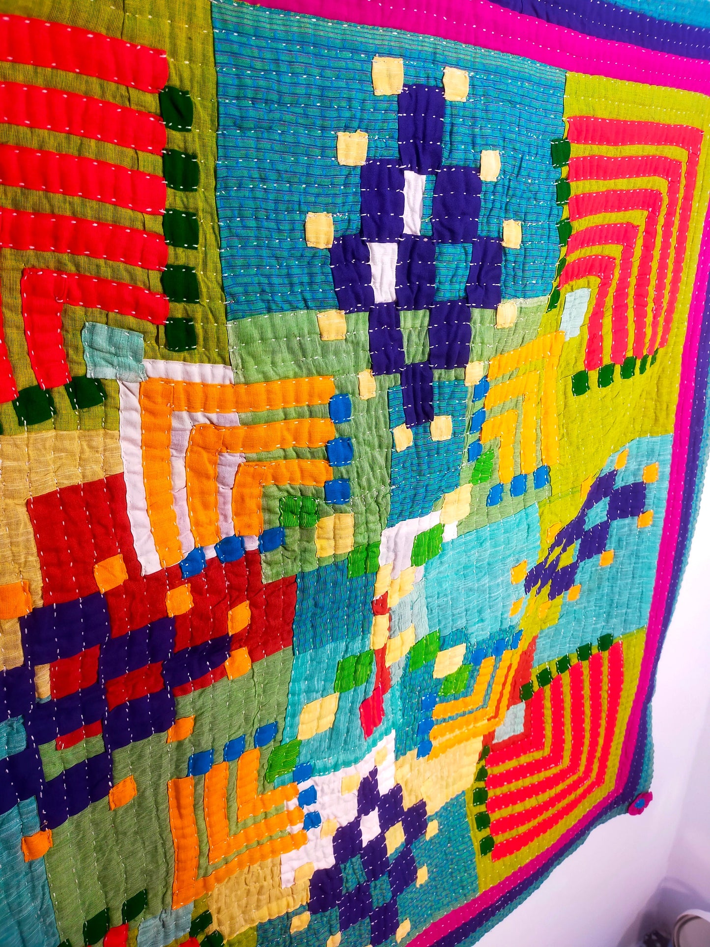 Siddi Kavand - Patchwork Wall-Hanging Or Baby Blanket, Made With Recycled Cotton Offcuts - Hand-Stitched By African Indian Women In India