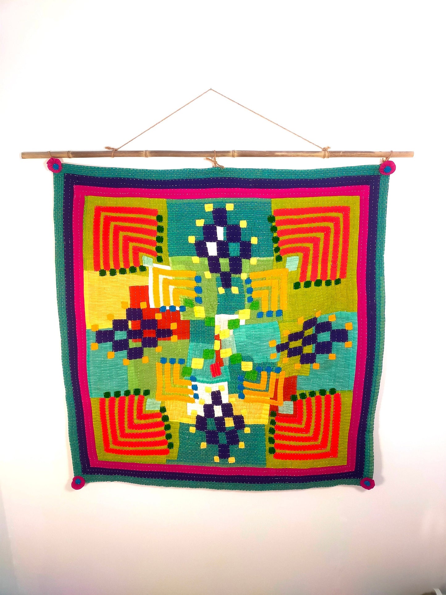 Siddi Kavand - Patchwork Wall-Hanging Or Baby Blanket, Made With Recycled Cotton Offcuts - Hand-Stitched By African Indian Women In India