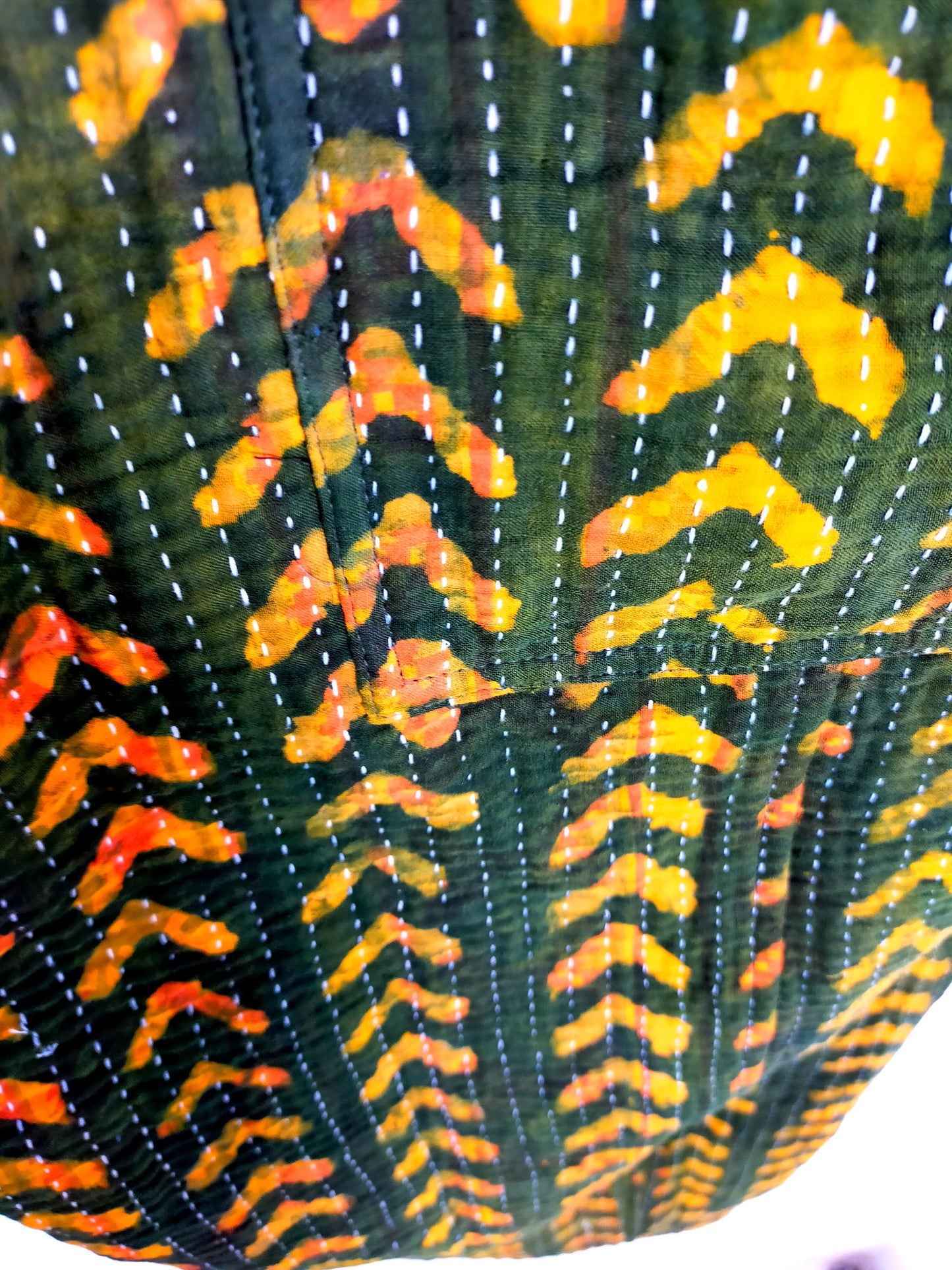Vintage Cotton Kantha Elasticated Trousers Pants, Overdyed And Block Printed With Natural Indigo
