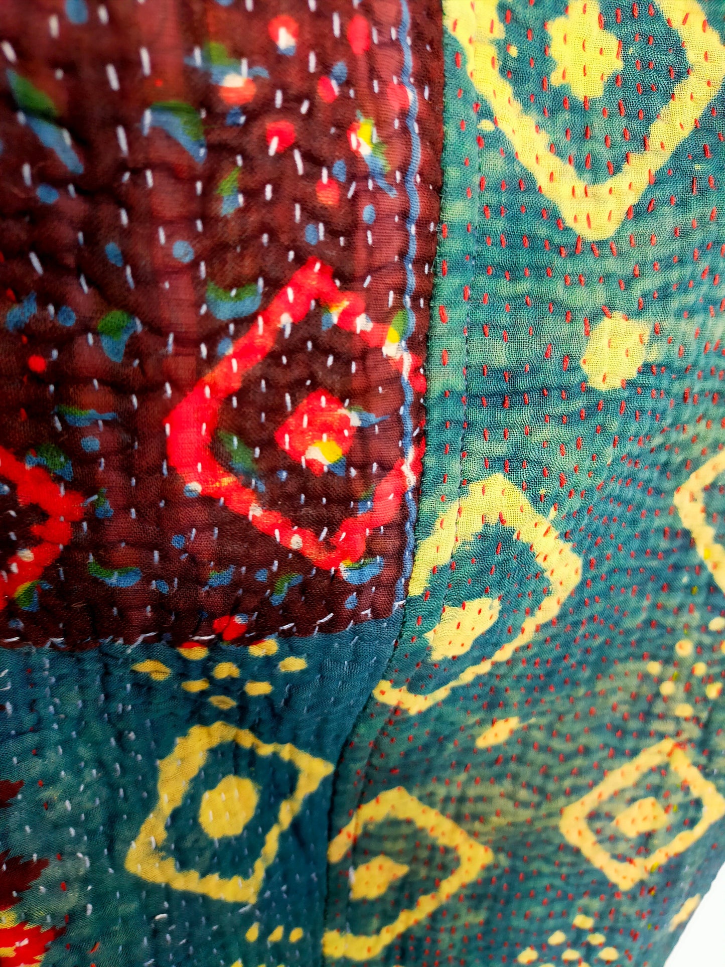 Indigo Cotton Kantha Elasticated Trousers Pants, Naturally Dyed