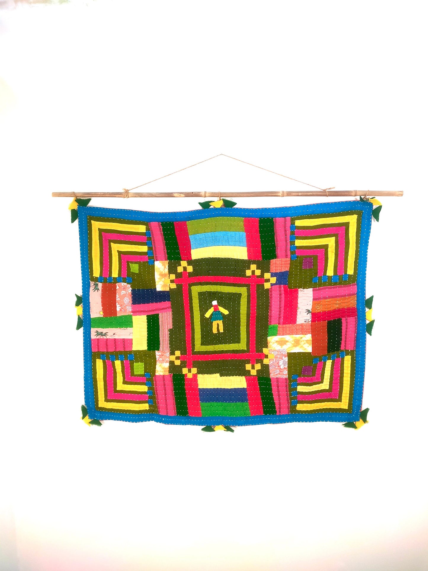 Siddi Kavand - Patchwork Textile Art Or Baby Blanket, Made With Recycled Cotton Offcuts - Hand-Stitched By African Indian Women In India