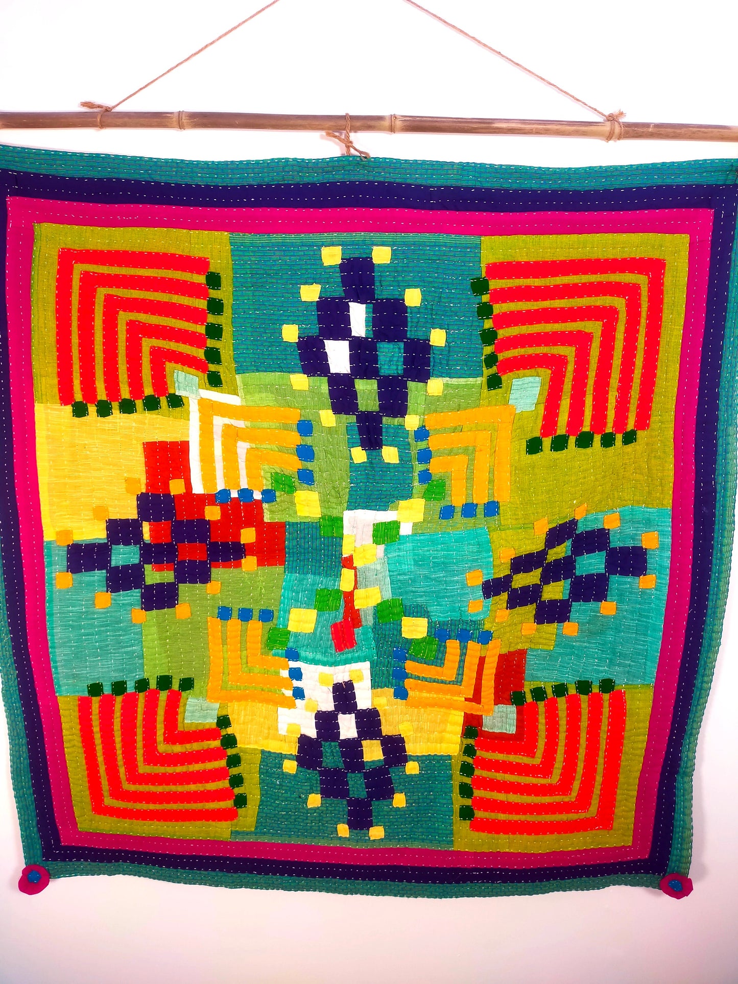 Siddi Kavand - Patchwork Wall-Hanging Or Baby Blanket, Made With Recycled Cotton Offcuts - Hand-Stitched By African Indian Women In India