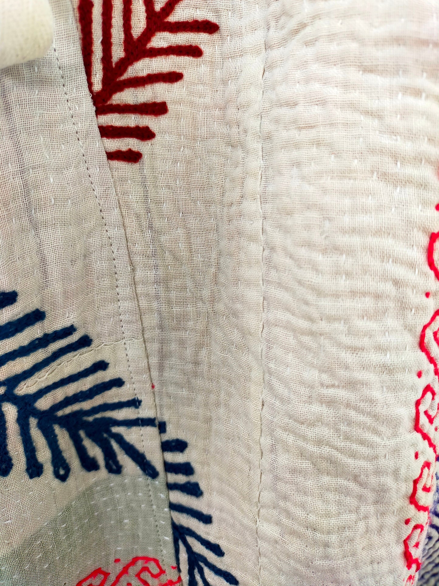 Vintage Cotton Kantha Elasticated Trousers Pants, Intricately Hand Stitched Embroidery