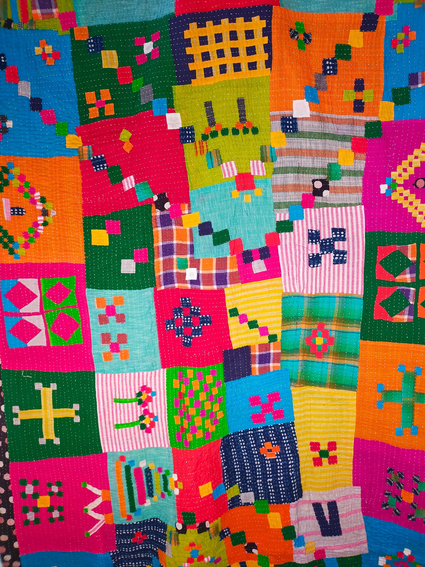Siddi Tribal Patchwork Kawandi Quilted Kantha Blanket From India Kavand - Crazy Quilt