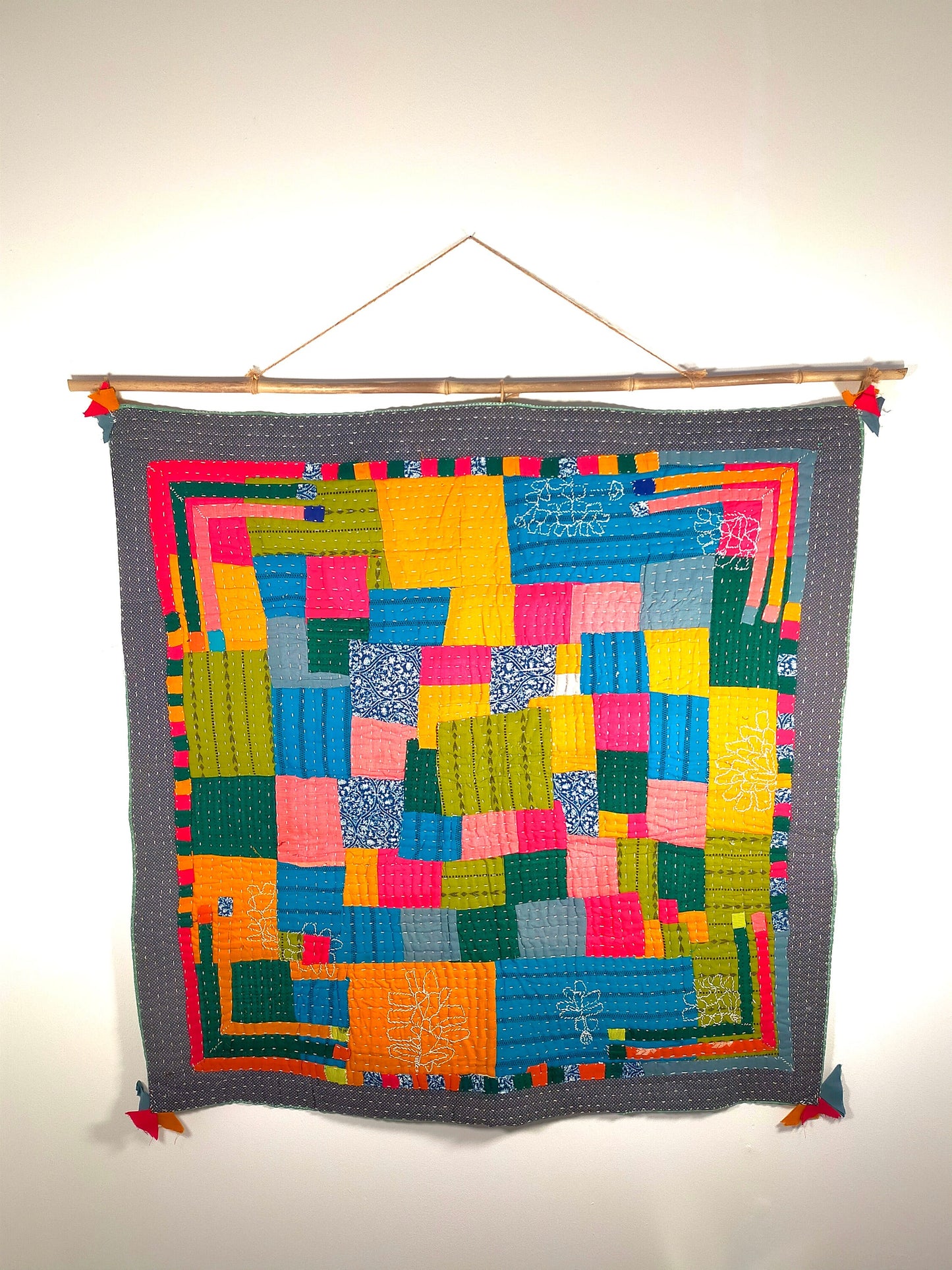 Siddi Kawandi Patchwork Baby Blanket Or Wall Hanging Textile Art Hand Made By Women In India