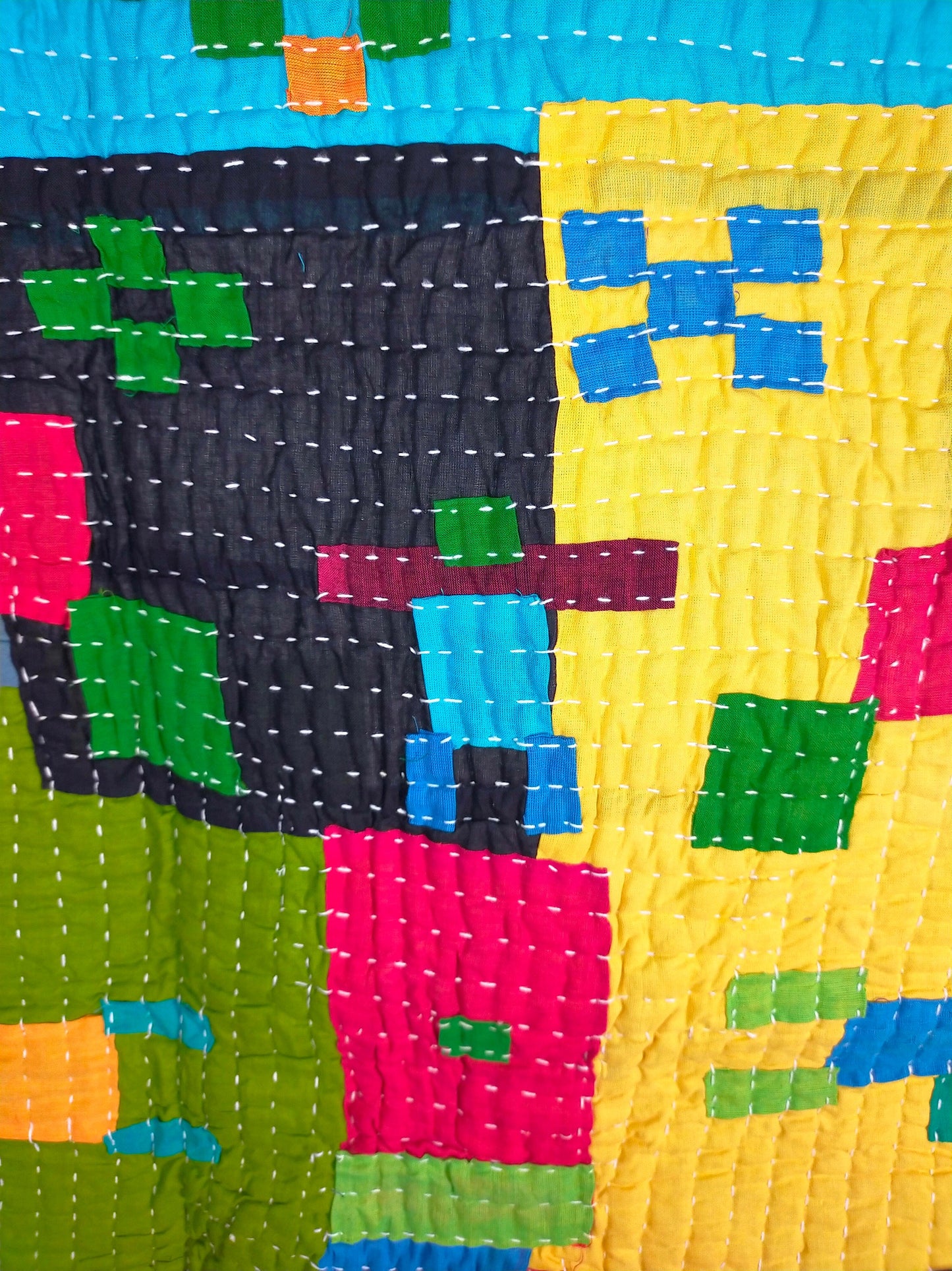 Siddi Kawandi Patchwork Baby Blanket Or Wall Hanging Textile Art - Ethically Made By Tribal Women In India