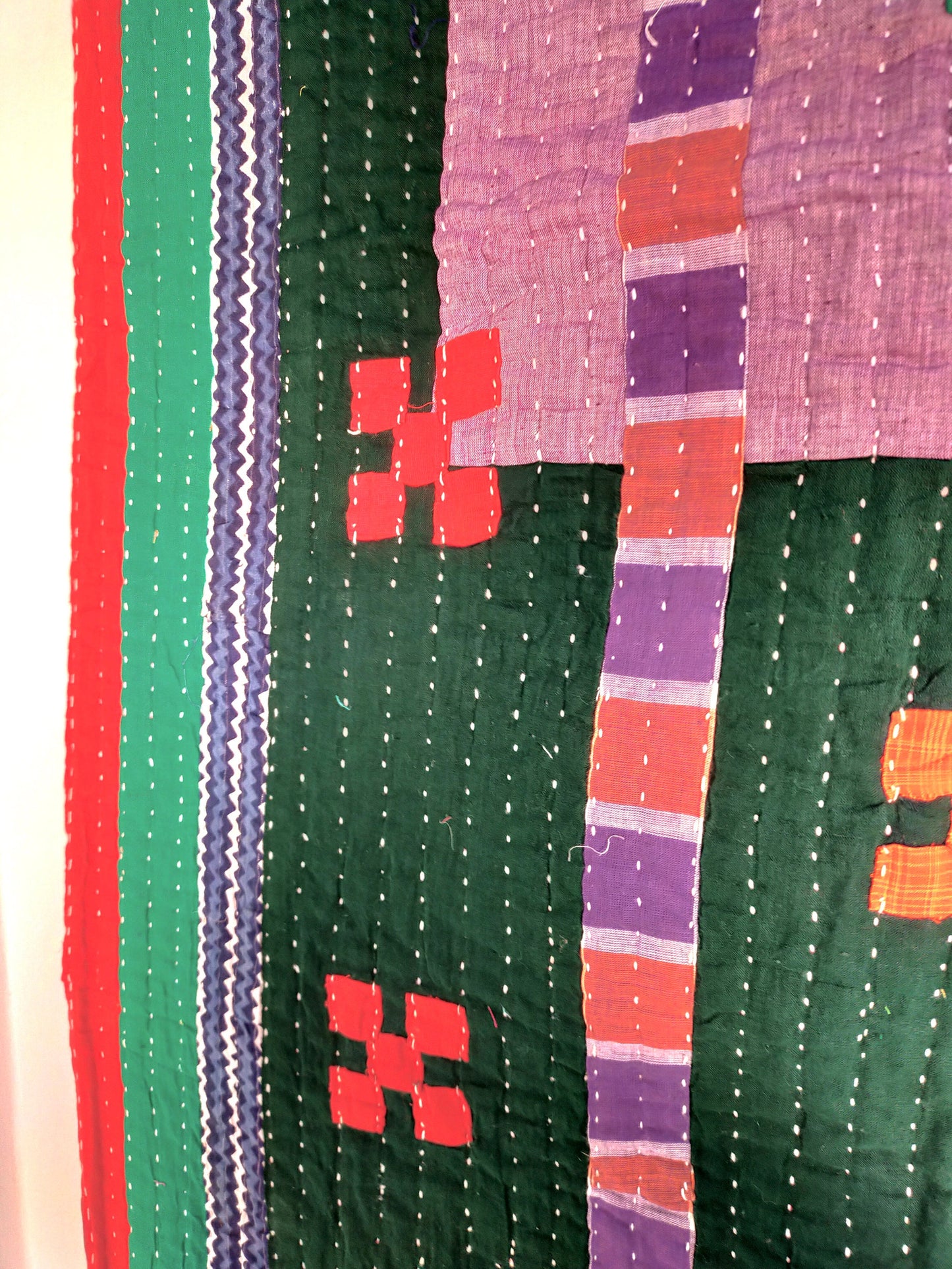 Siddi Quilt - Tribal Patchwork Kawandi (Quilted) Kantha Blanket From India - Kavand