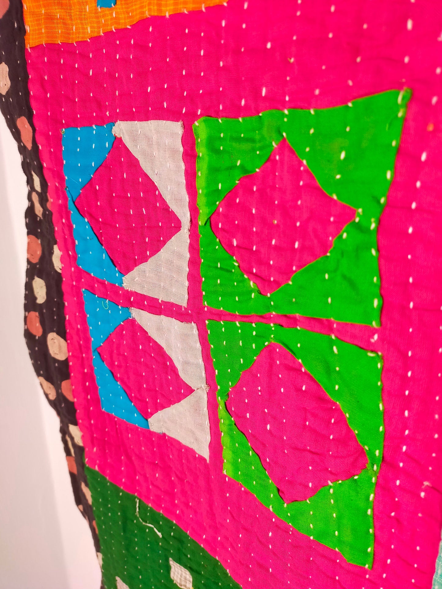 Siddi Tribal Patchwork Kawandi Quilted Kantha Blanket From India Kavand - Crazy Quilt