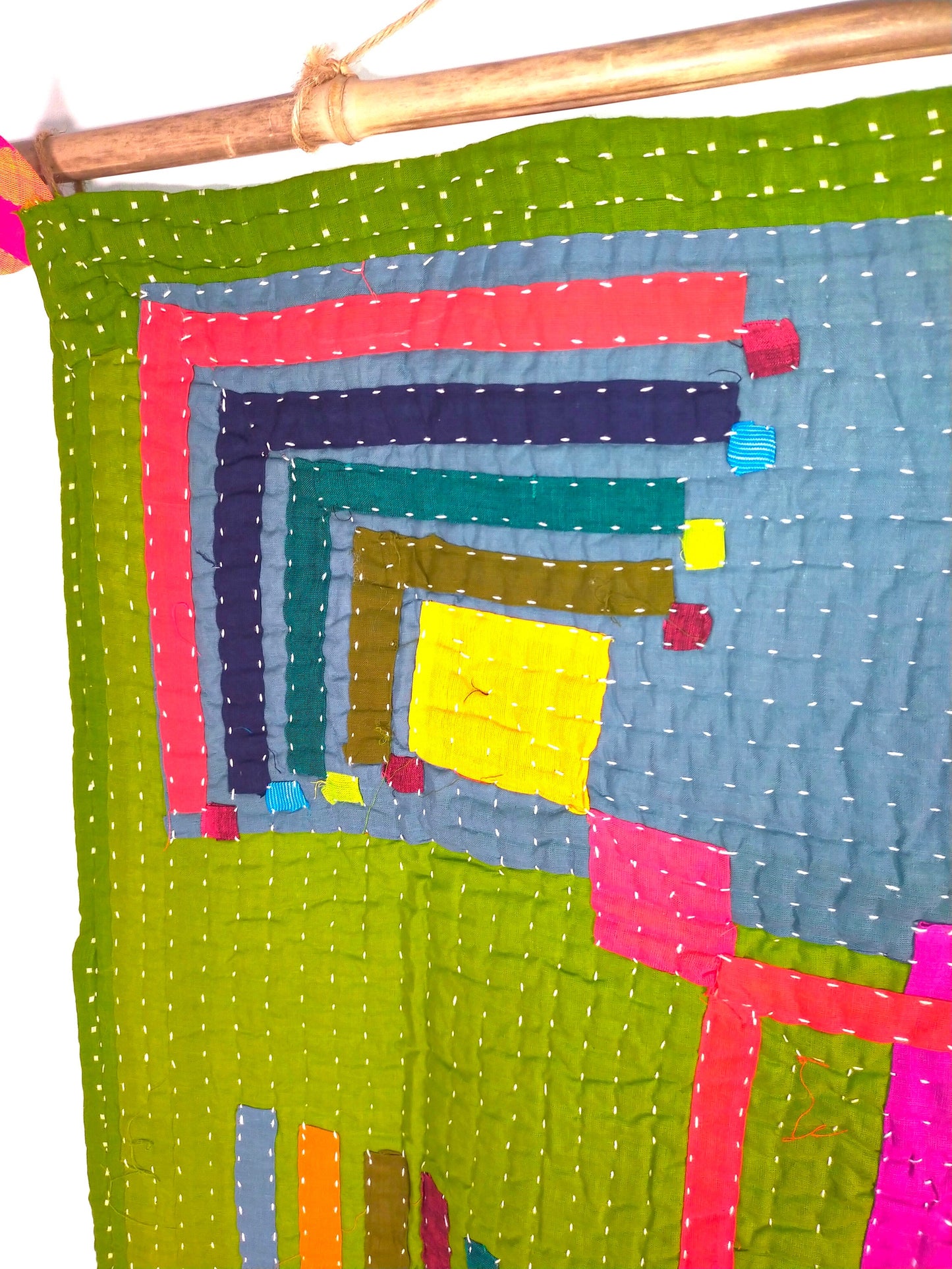 Tribal Siddi Kawandi Patchwork Baby Blanket Or Wall Hanging Textile Art - Similar to Kantha Quillts