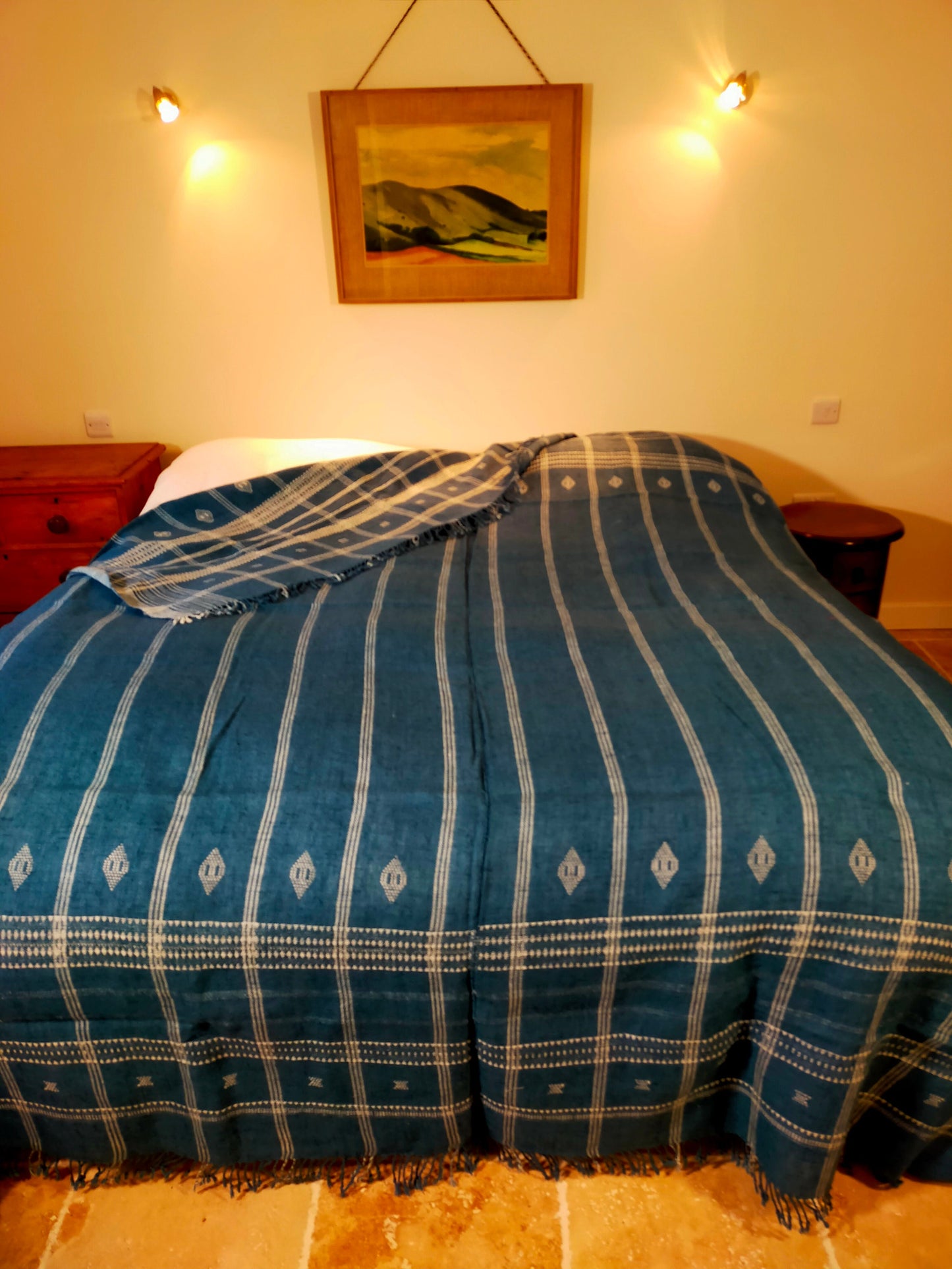 Handwoven Woollen Blanket Dyed In Natural Indigo King Size
