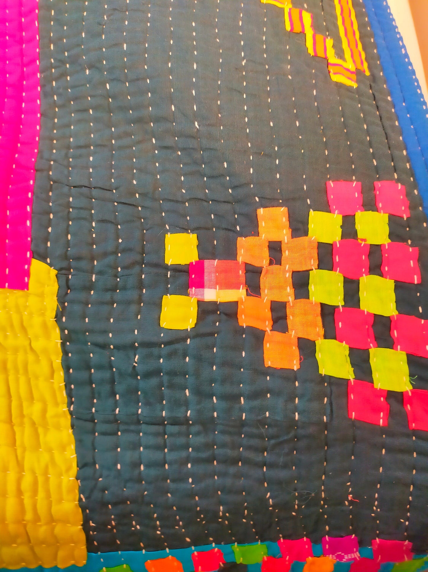 Siddi Kavand - Kantha Quilt - Large Quilt Or Textile Art, Made With Up-Cycled Cotton - Hand-Stitched By Women In Karnataka, India