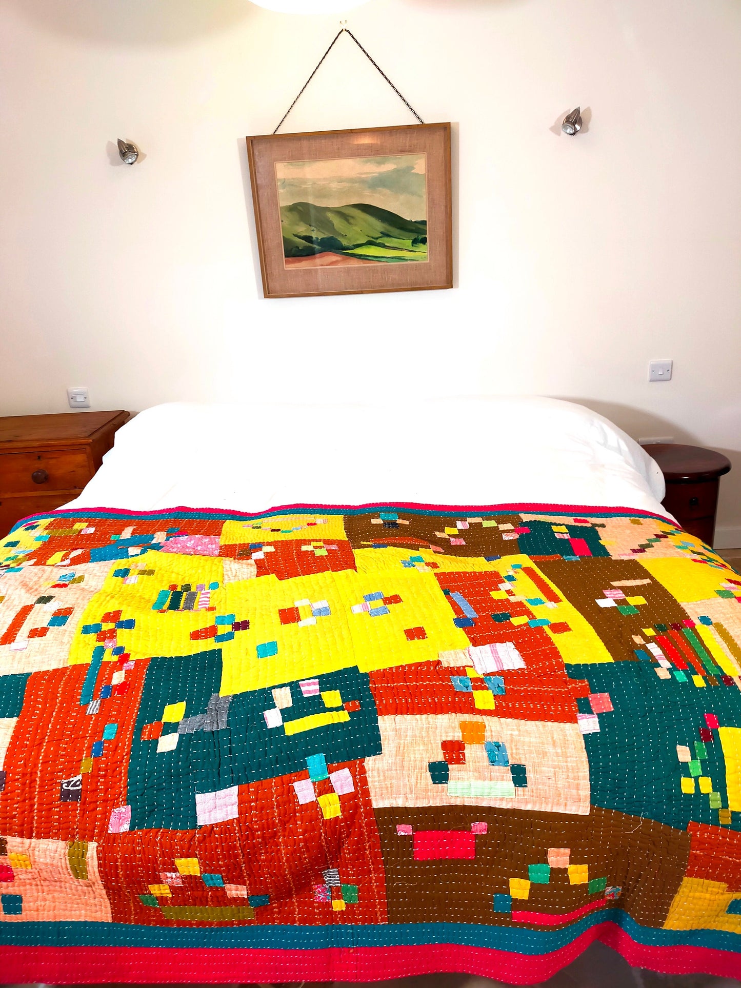 Siddi Kawandi - Patchwork Kantha Single Blanket Or Throw, Made With Recycled Cotton - Hand-Stitched By African Indian Women In India