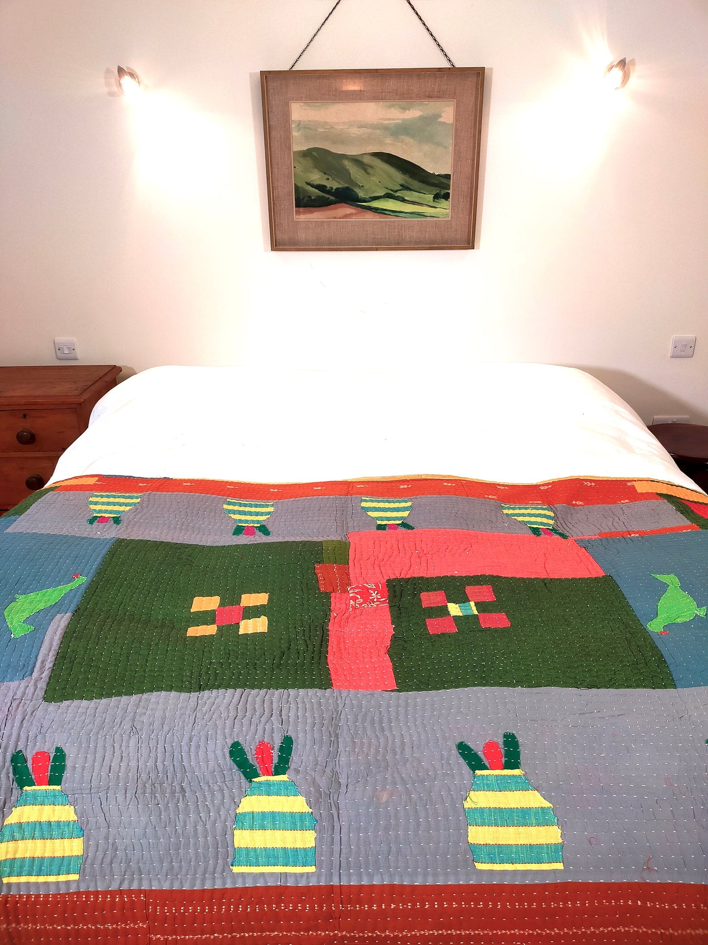 Siddi Kawandi - Patchwork Kantha Single Blanket Or Textile Art, Made With Recycled Cotton - Hand-Stitched By African Indian Women In India