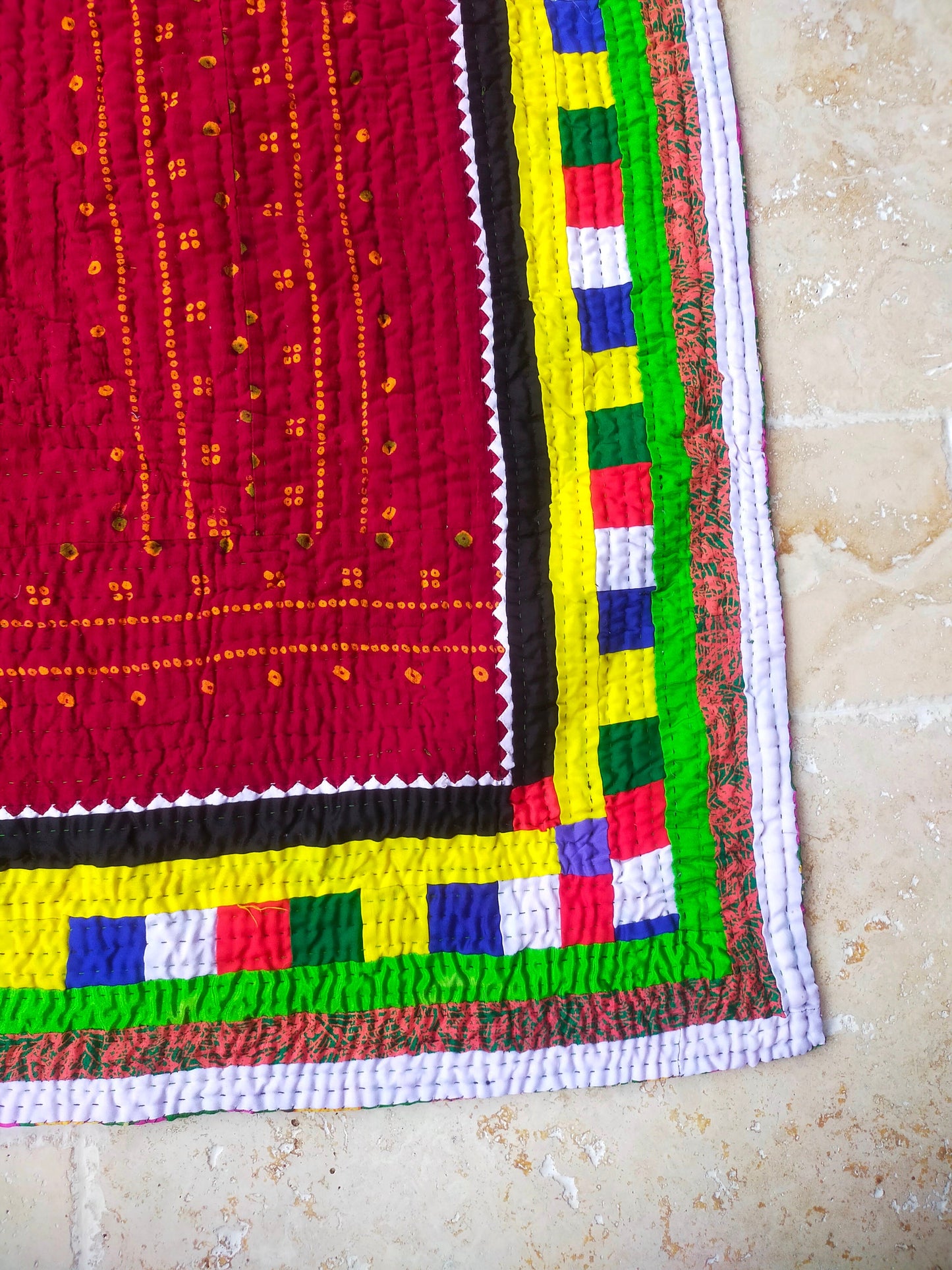Hand-Stitched 'Ralli' Patchwork Quilt From The Meghwal Tribe Of Kutch, Gujarat.