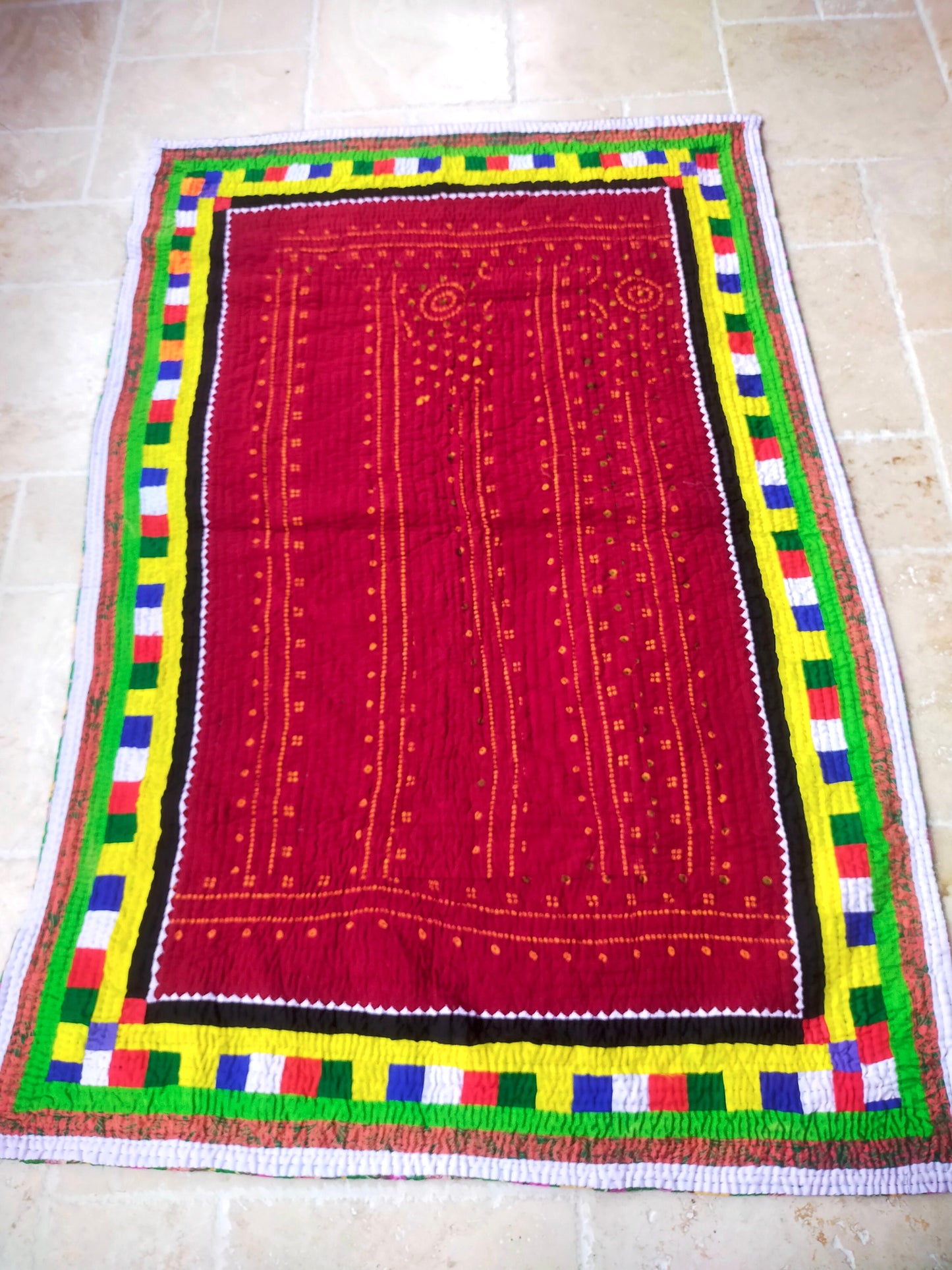 Hand-Stitched 'Ralli' Patchwork Quilt From The Meghwal Tribe Of Kutch, Gujarat.