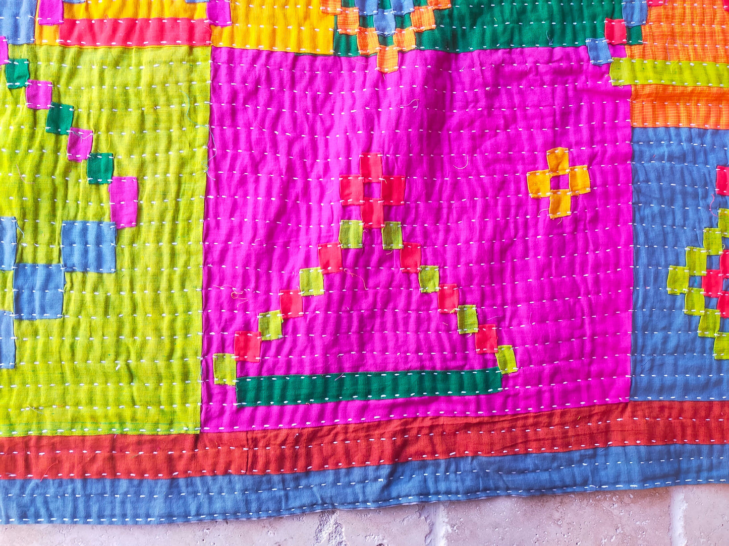 Siddi Kavand - Kantha Quilt - Double Quilt Or Textile Art, Made With Up-Cycled Cotton - Hand-Stitched By Women In Karnataka, India
