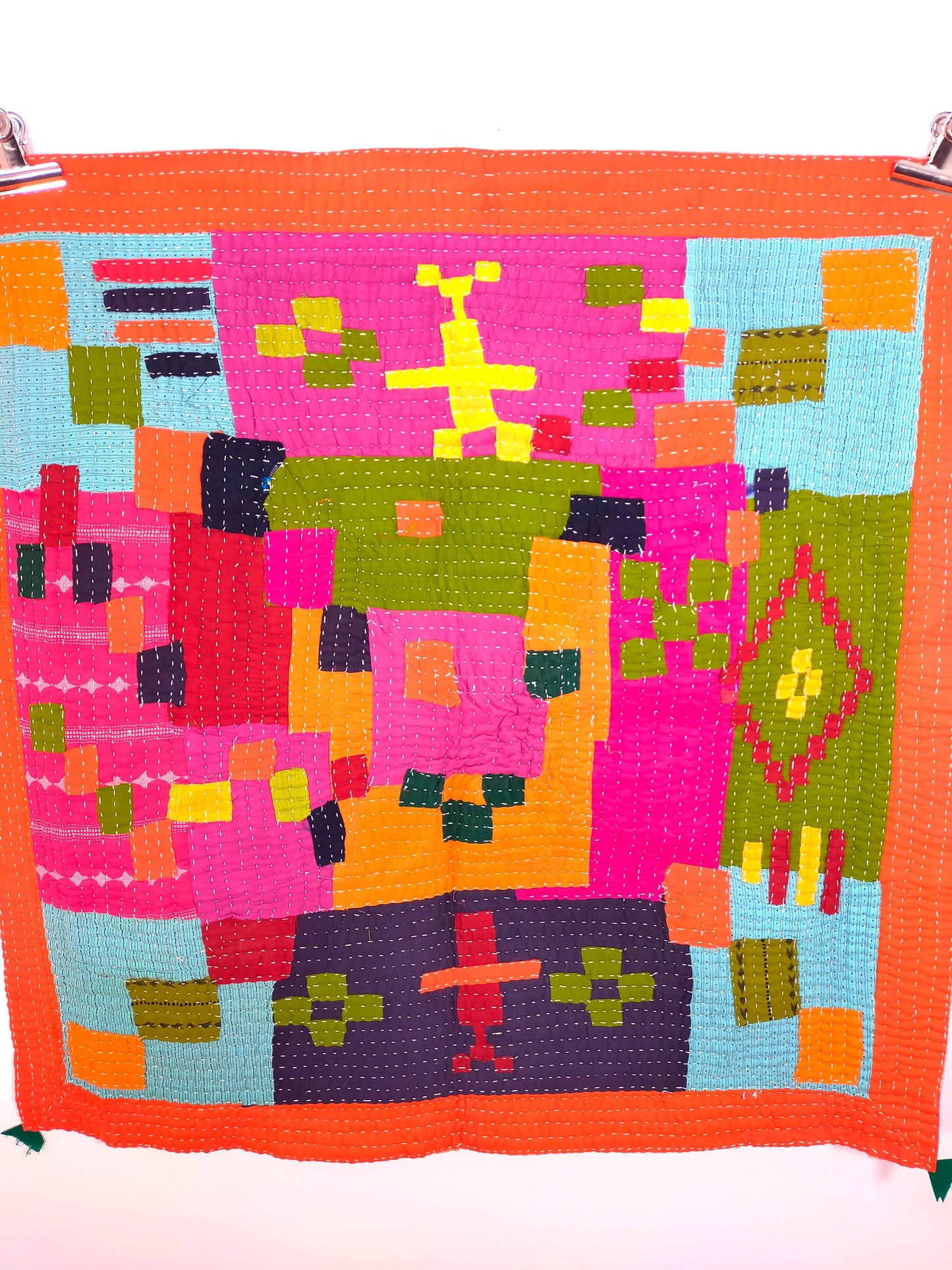 Siddi Kawandi - Quilted Patchwork Baby Quilt Or Textile Art, Made With Recycled Cotton - Hand-Stitched By African Indian Women In India