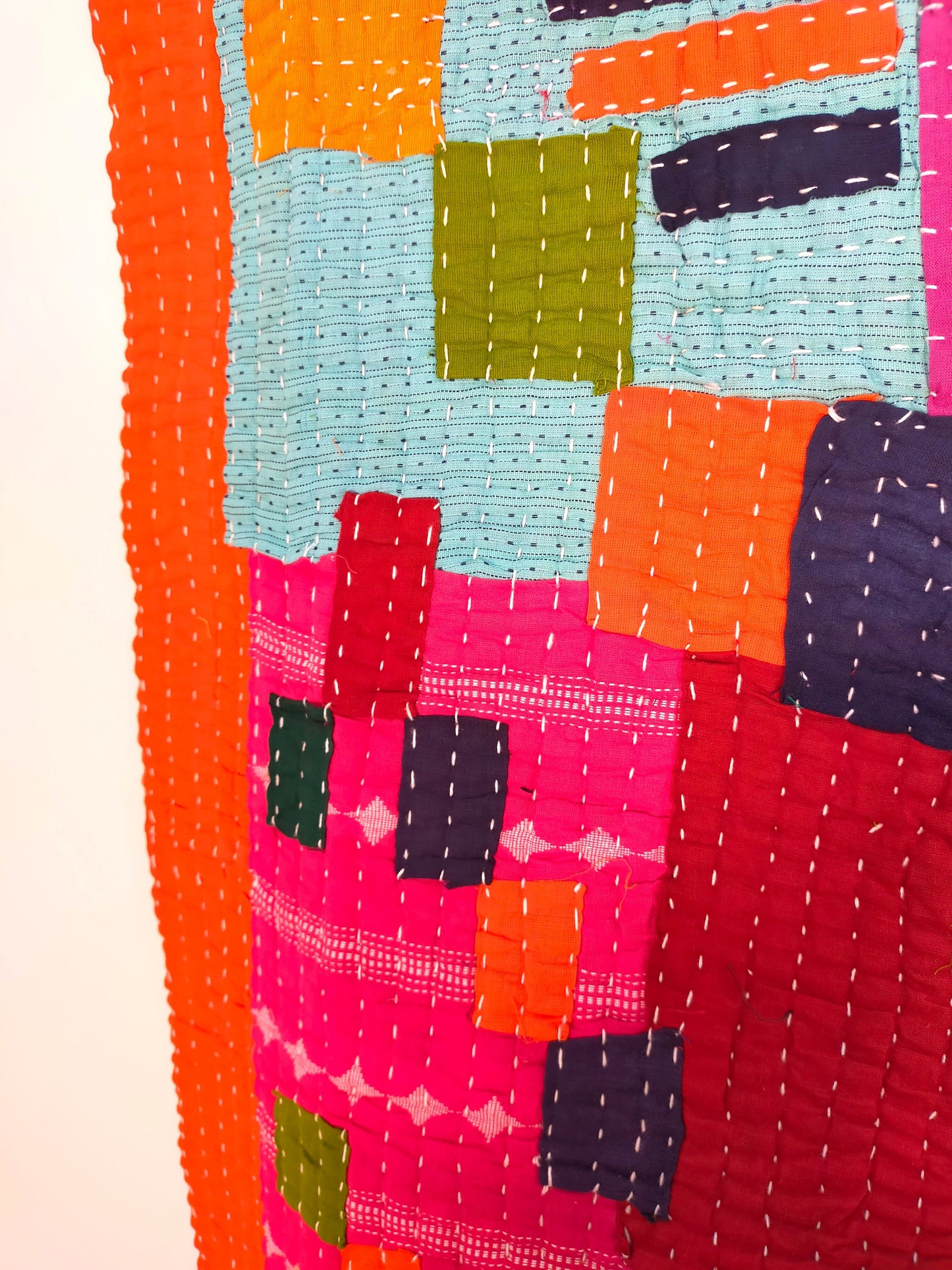 Siddi Kawandi - Quilted Patchwork Baby Quilt Or Textile Art, Made With Recycled Cotton - Hand-Stitched By African Indian Women In India