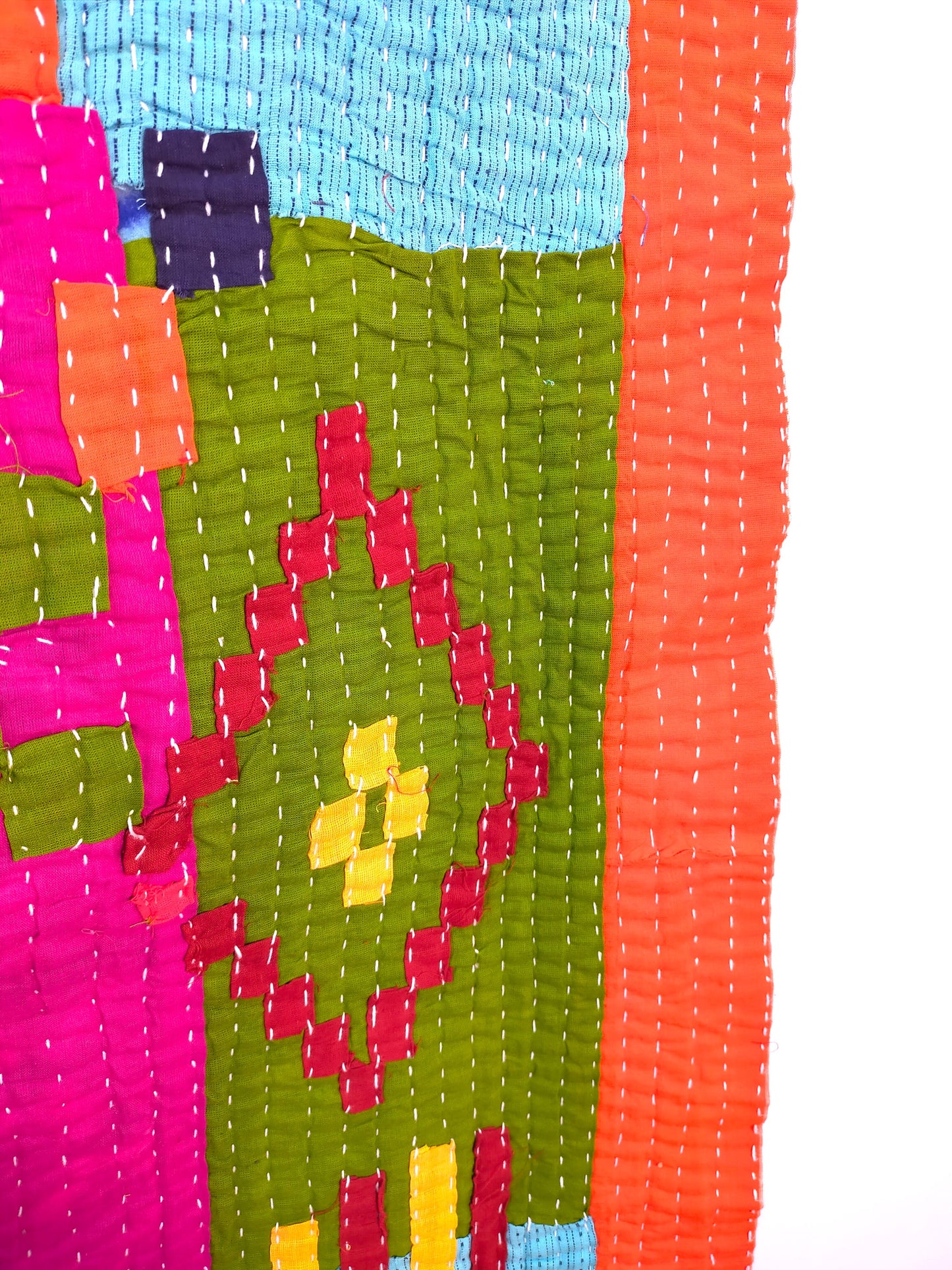 Siddi Kawandi - Quilted Patchwork Baby Quilt Or Textile Art, Made With Recycled Cotton - Hand-Stitched By African Indian Women In India