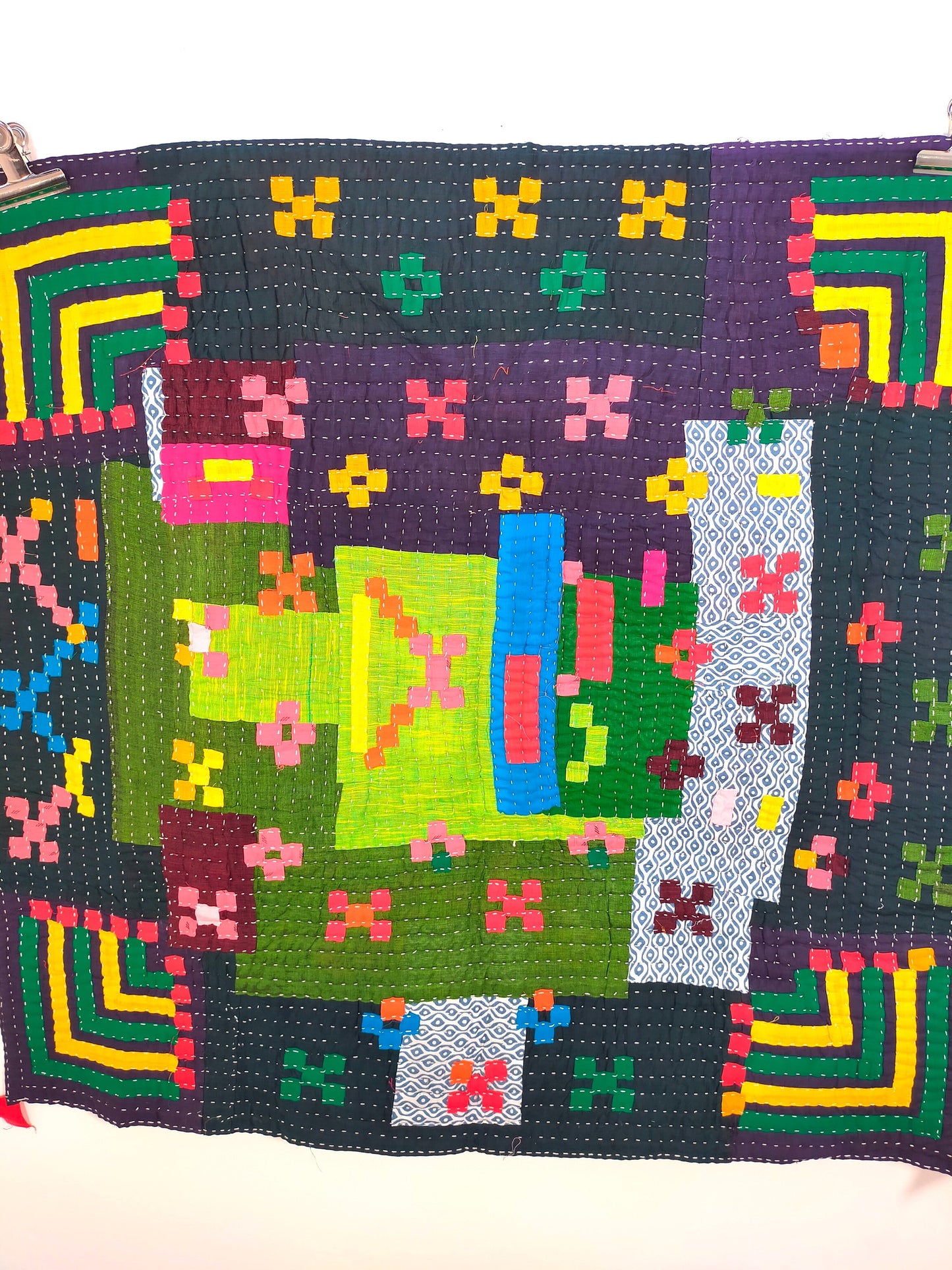 Siddi Kawandi - Quilted Patchwork Baby Blanket Or Textile Art, Made With Recycled Cotton - Hand-Stitched By African Indian Women In India