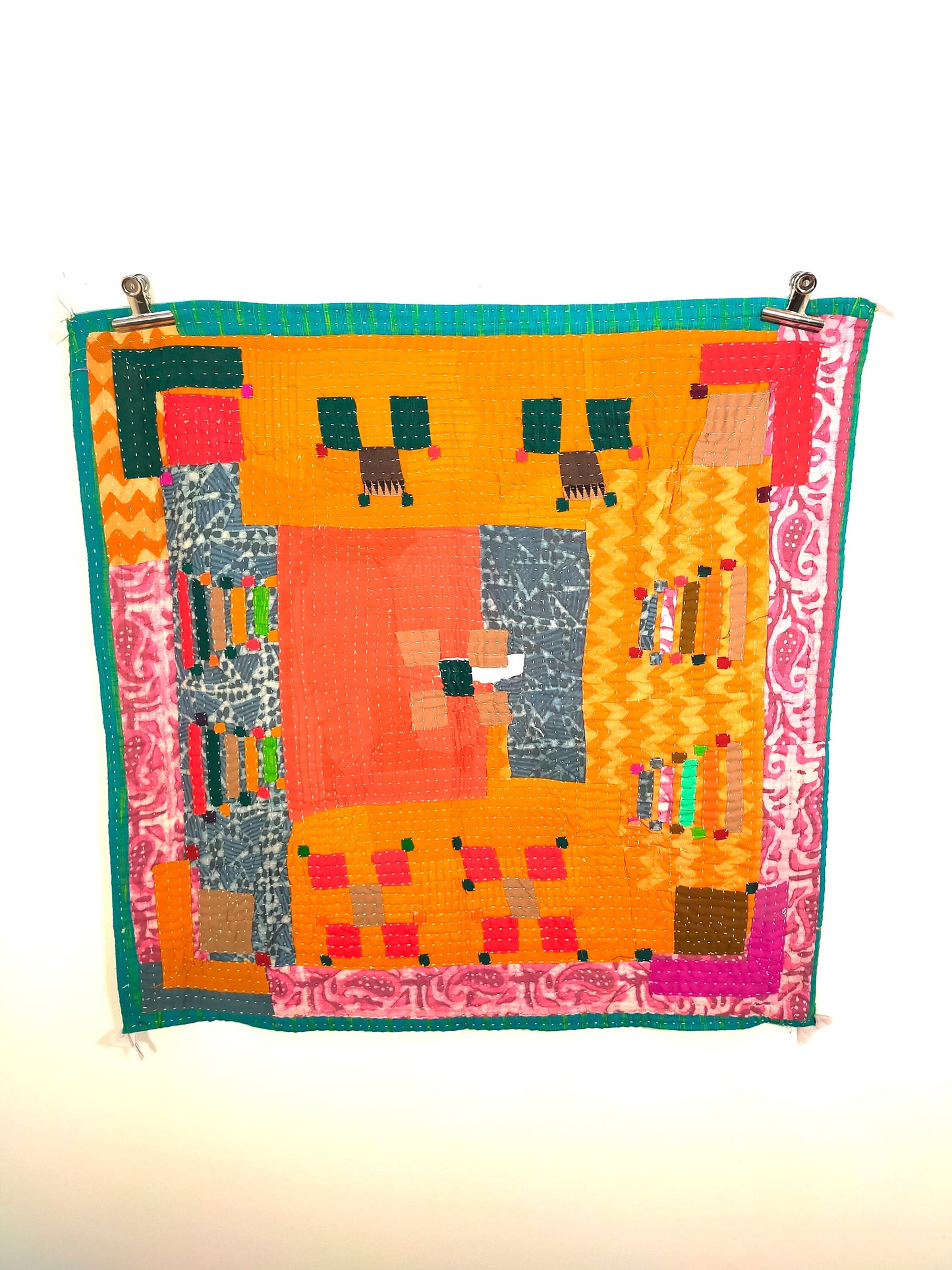 Siddi Kavand - Patchwork Kantha Baby Blanket Or Textile Art, Made With Recycled Cotton - Hand-Stitched By African Indian Women In India