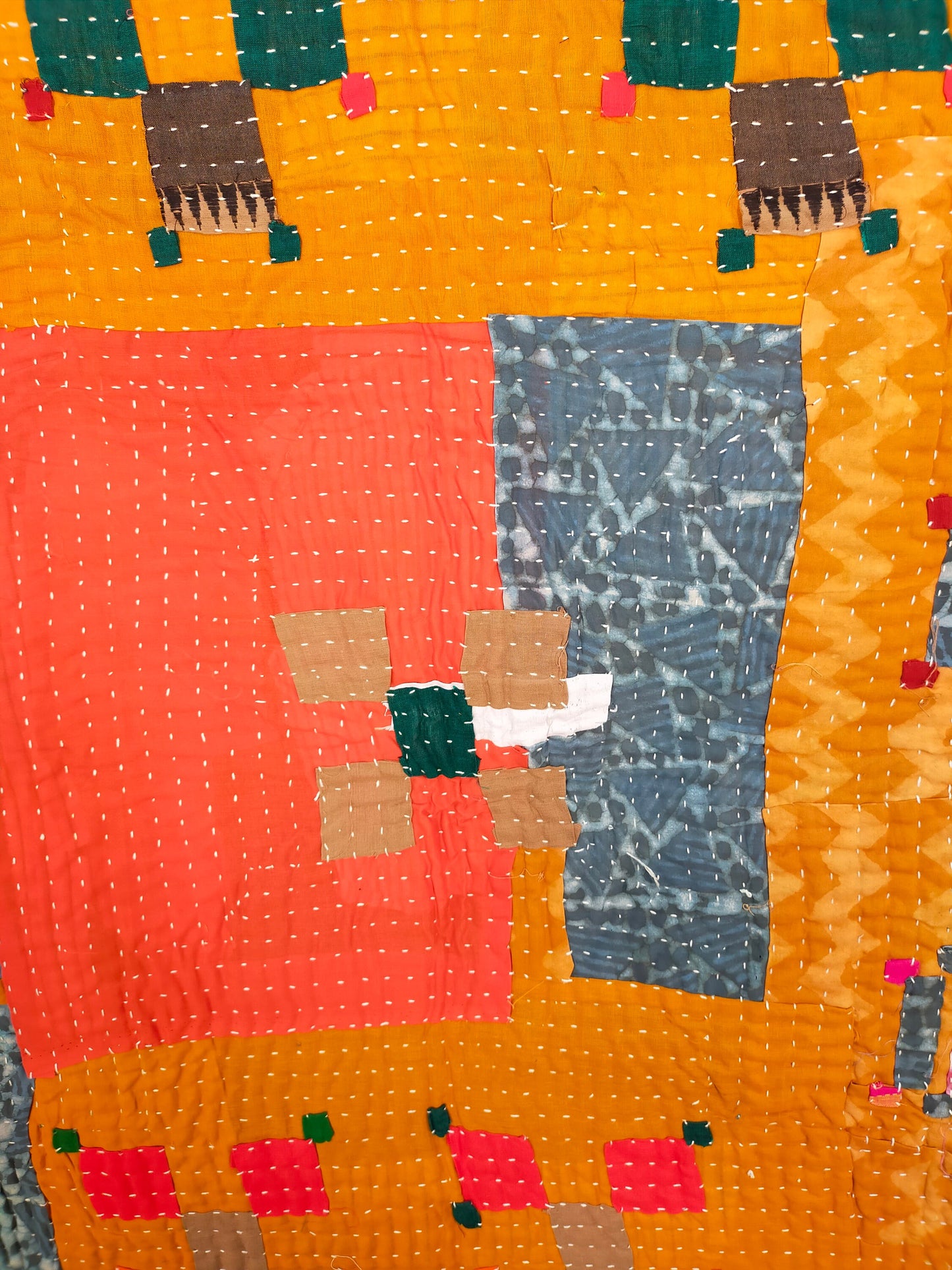Siddi Kavand - Patchwork Kantha Baby Blanket Or Textile Art, Made With Recycled Cotton - Hand-Stitched By African Indian Women In India