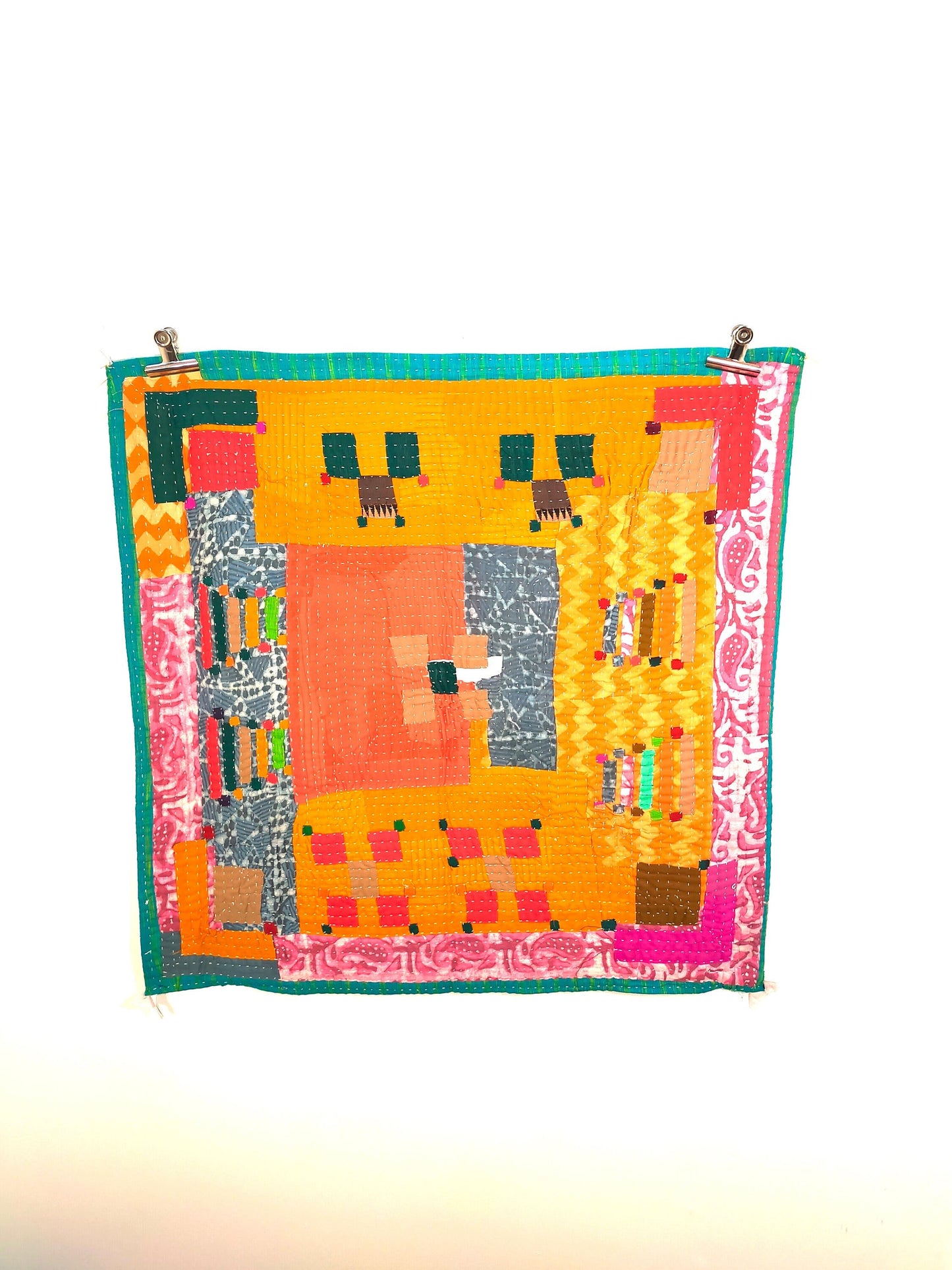 Siddi Kavand - Patchwork Kantha Baby Blanket Or Textile Art, Made With Recycled Cotton - Hand-Stitched By African Indian Women In India