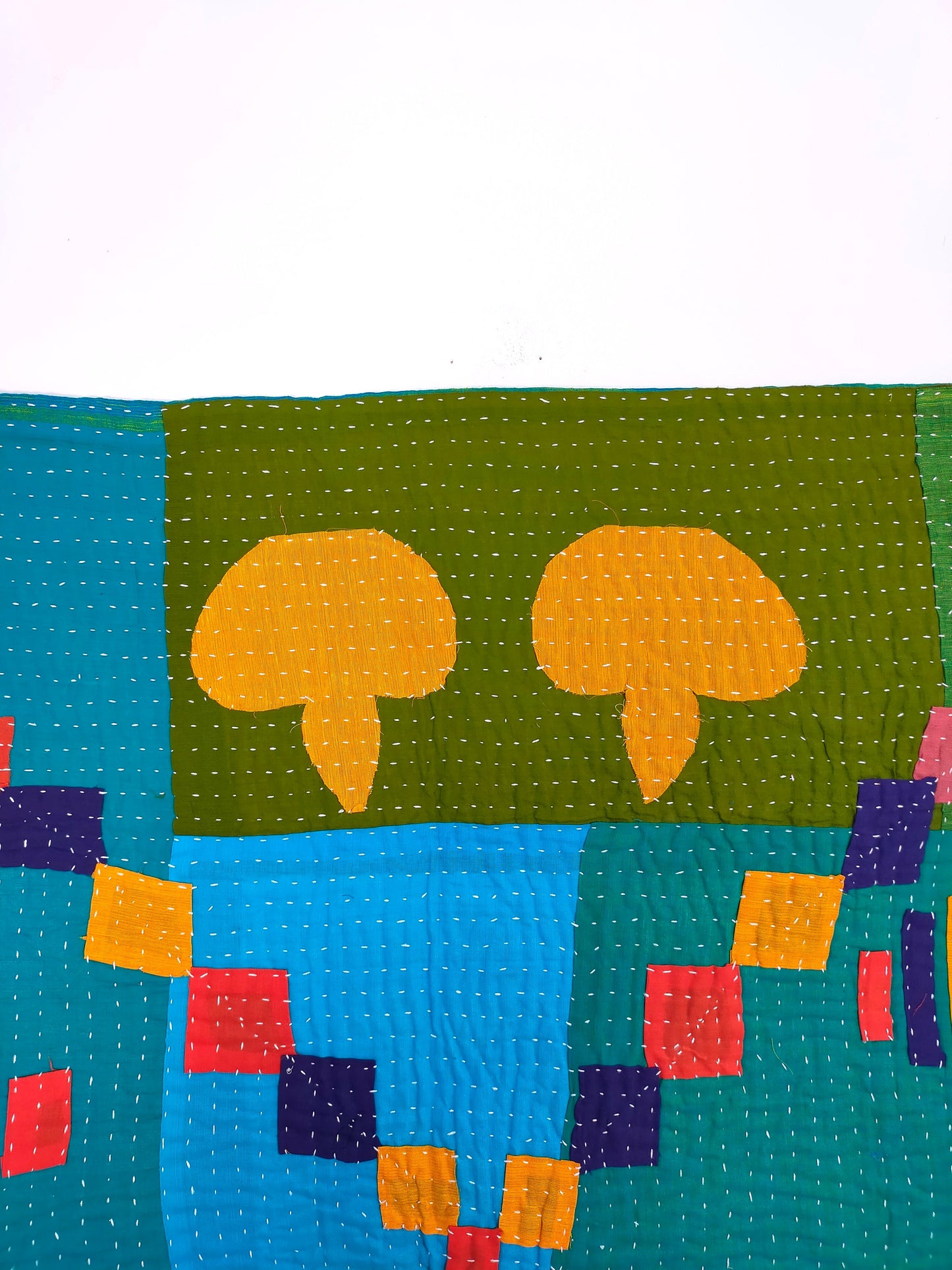 Siddi Kavand Patchwork Kantha Baby Quilt Or Textile Art Made With Recycled Cotton - Hand-Stitched By African Indian Women In India