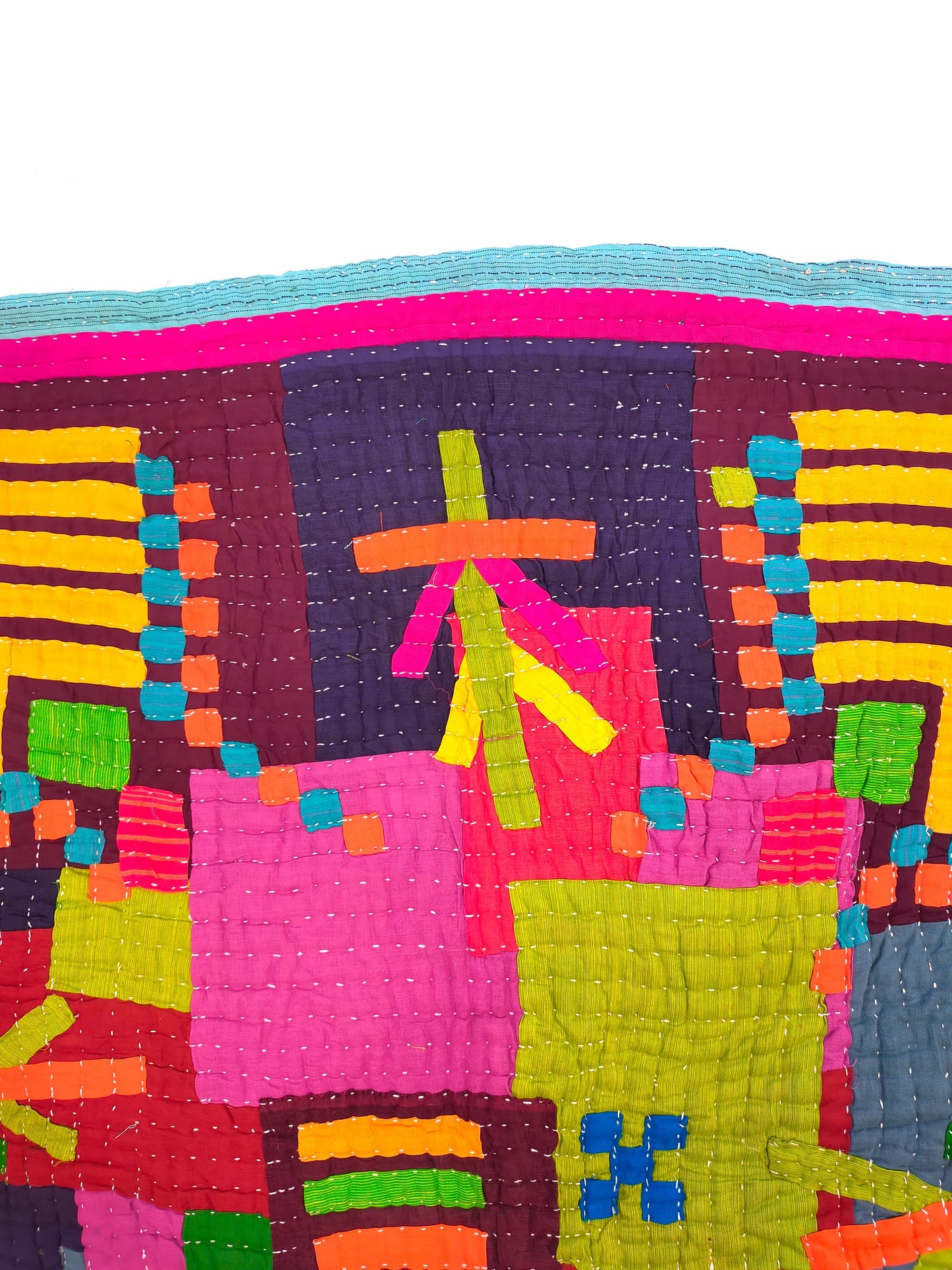 Siddi Kawandi, Hand-Stitched Patchwork Kantha Style Baby Blanket Or Wall Hanging Made With Recycled Cotton In India
