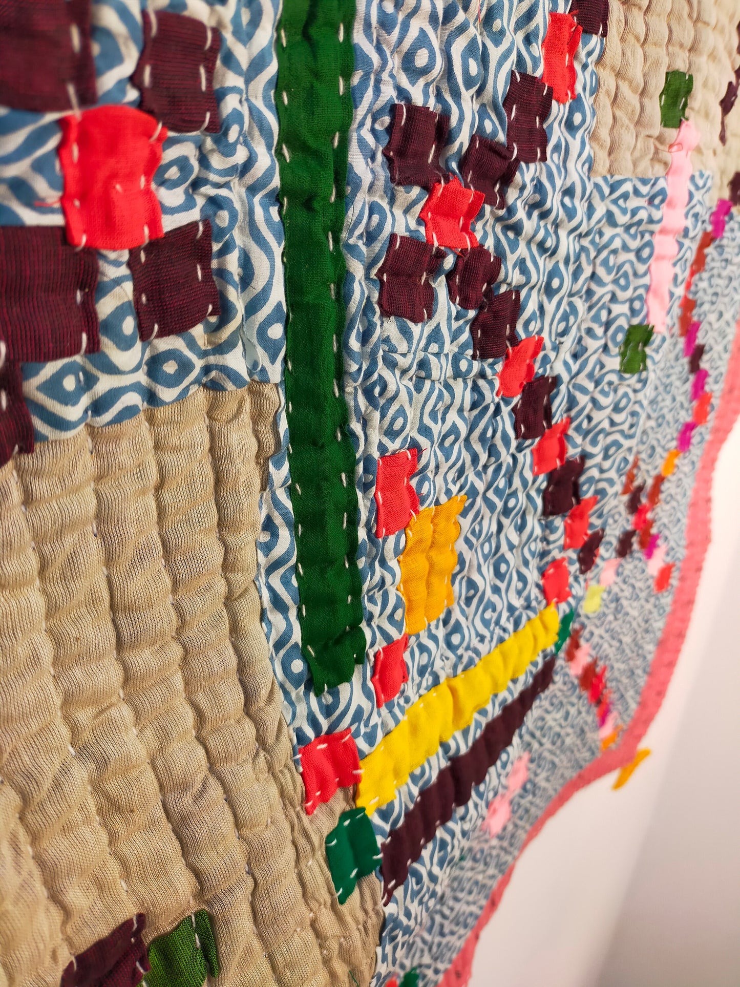 Siddi Kavand Patchwork Kantha Baby Quilt Or Wall Hanging Made With Recycled Cotton - Hand-Stitched By Tribal Women In India