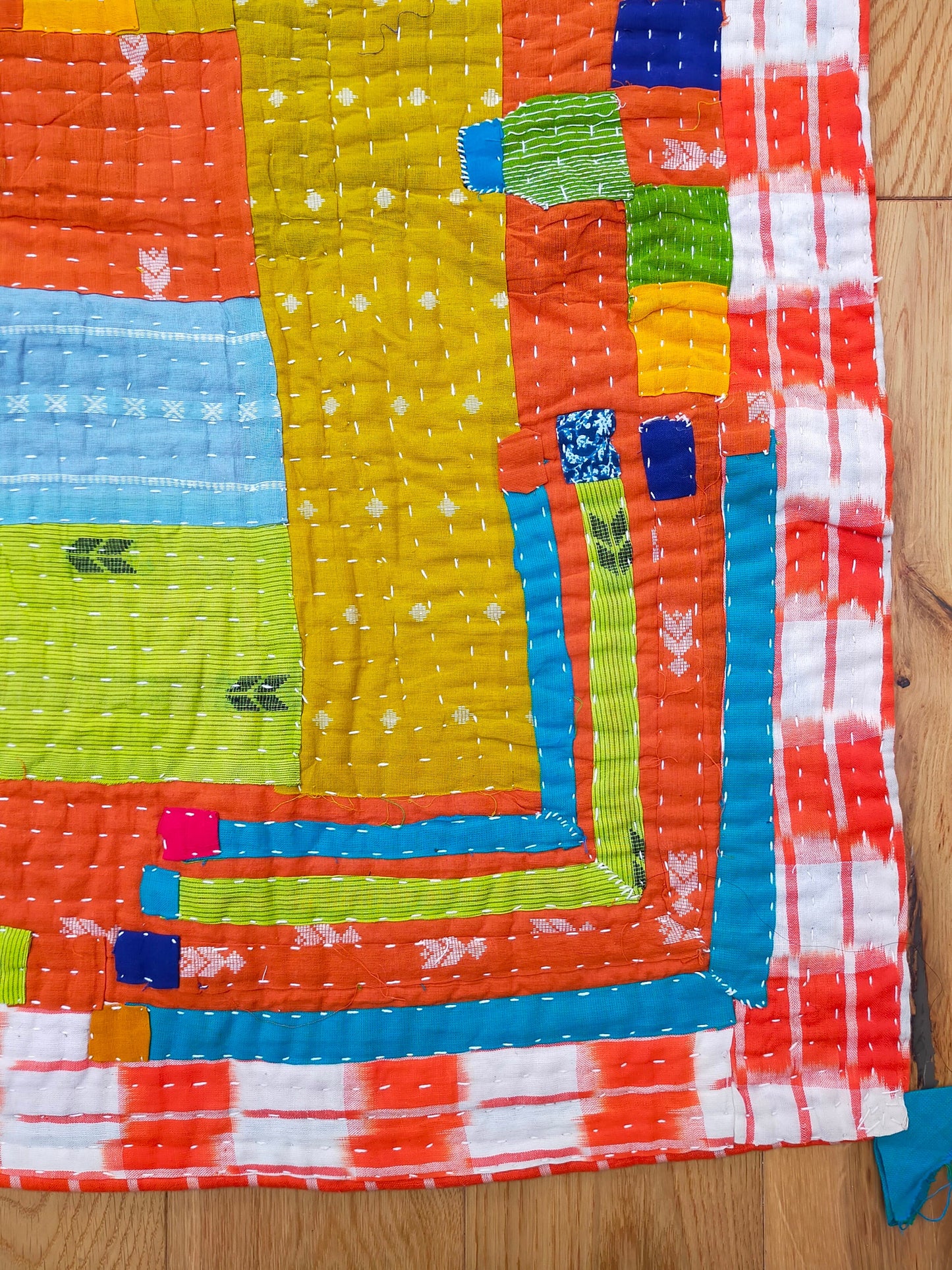 Siddi Tribal Patchwork Kantha Kawandi Quilted Blanket Made With Recycled Cotton In India Single Bed