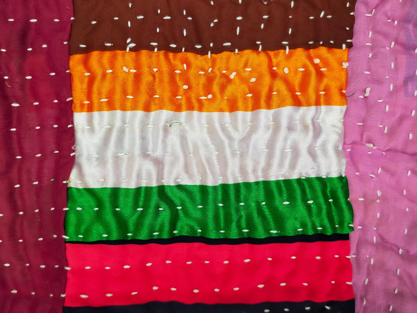 Siddi Tribal Patchwork Kantha Kawandi Quilted Blanket Made With Recycled Cotton In Karnataka, India