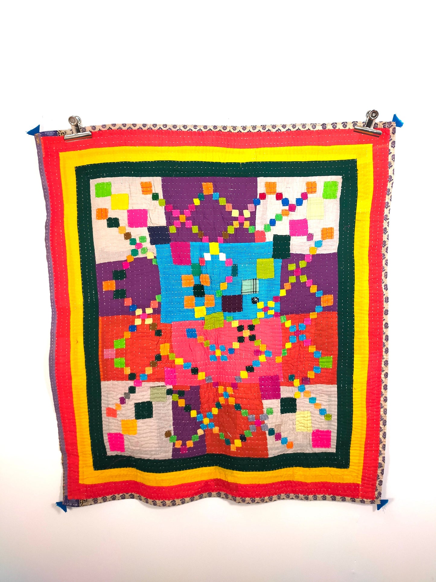 Siddi Kavand - Quilted Patchwork Baby Quilt Or Textile Art, Made With Recycled Cotton - Hand-Stitched By African Indian Women In India