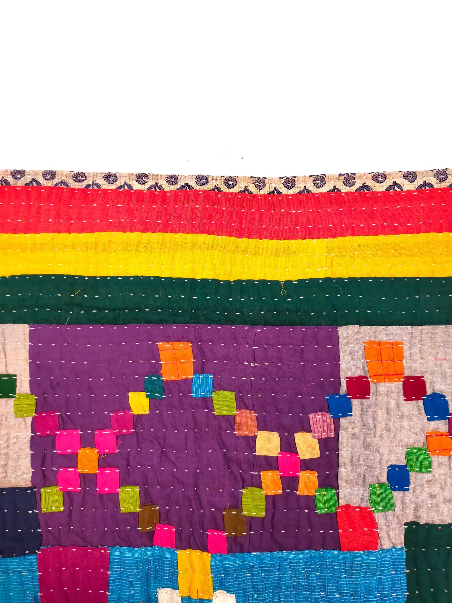 Siddi Kavand - Quilted Patchwork Baby Quilt Or Textile Art, Made With Recycled Cotton - Hand-Stitched By African Indian Women In India