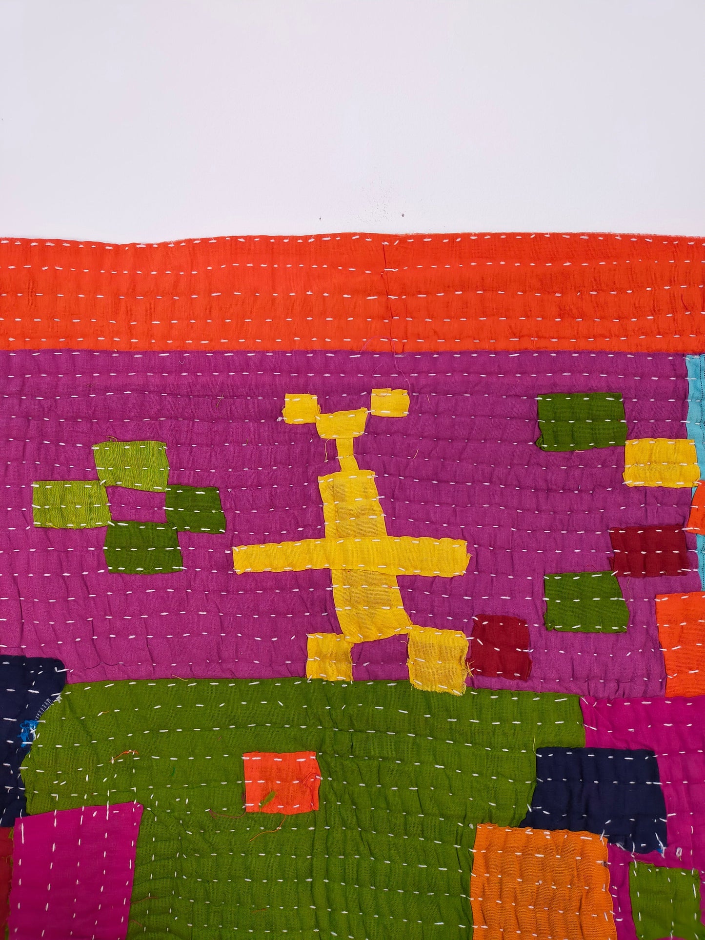 Siddi Kawandi - Quilted Patchwork Baby Quilt Or Textile Art, Made With Recycled Cotton - Hand-Stitched By African Indian Women In India