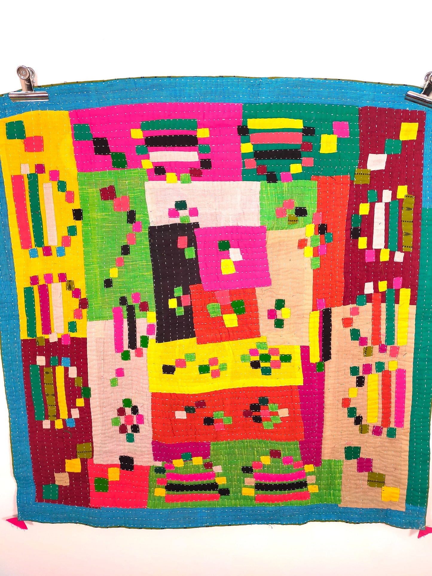 Siddi Kawandi - Quilted Patchwork Baby Blanket Or Textile Art, Made With Up-Cycled Cotton - Hand-Stitched By African Indian Women In India