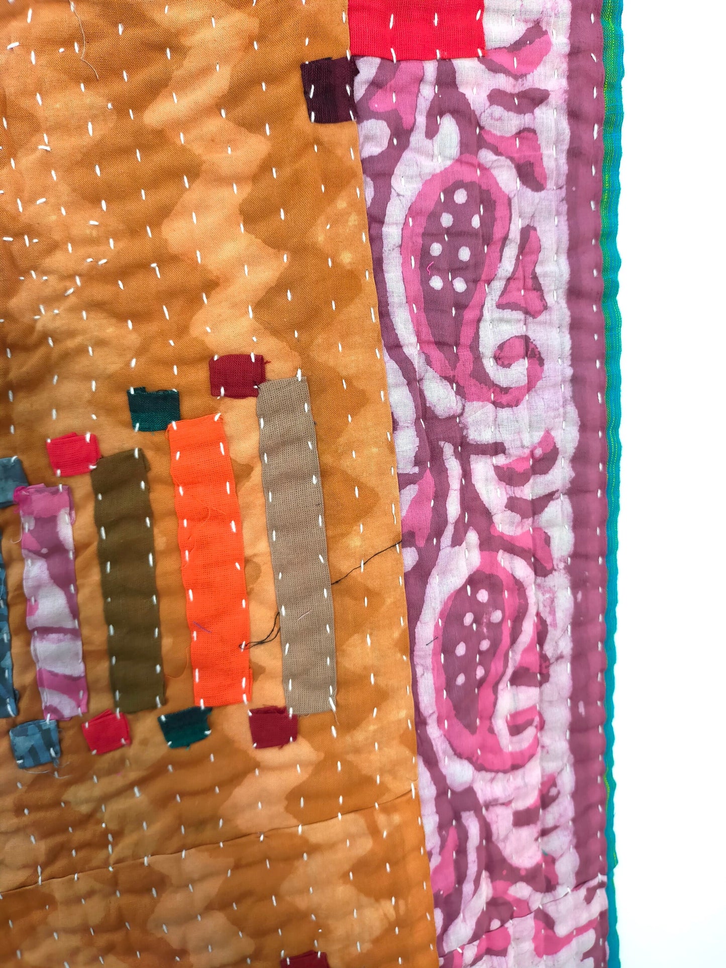 Siddi Kavand - Patchwork Kantha Baby Blanket Or Textile Art, Made With Recycled Cotton - Hand-Stitched By African Indian Women In India